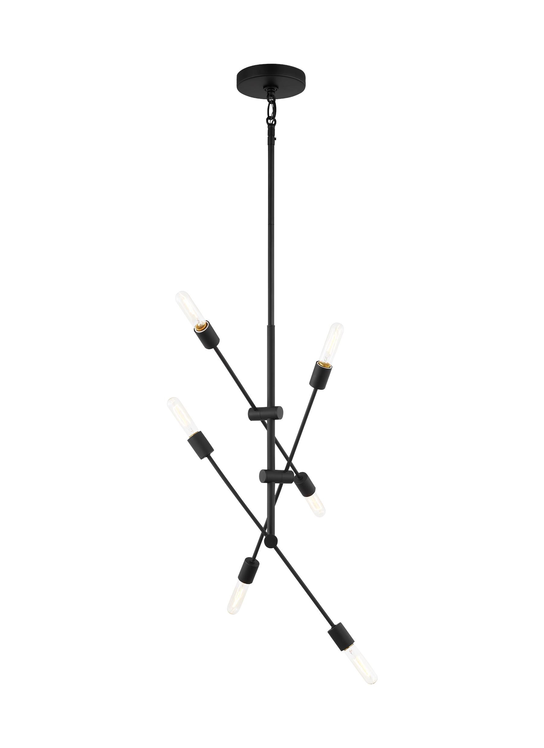 Generation Lighting 3100506-112 Axis 6 -Light Black Modern/contemporary For Use in Dining Rooms, Foyers, Kitchens, Living Rooms Chandelier