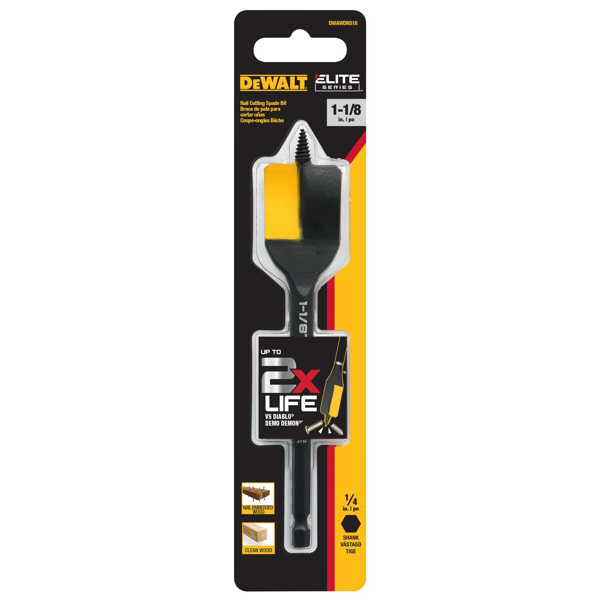 DEWALT ELITE SERIES 1-1/8-in x 6-in Woodboring Spade bit Drill Bit