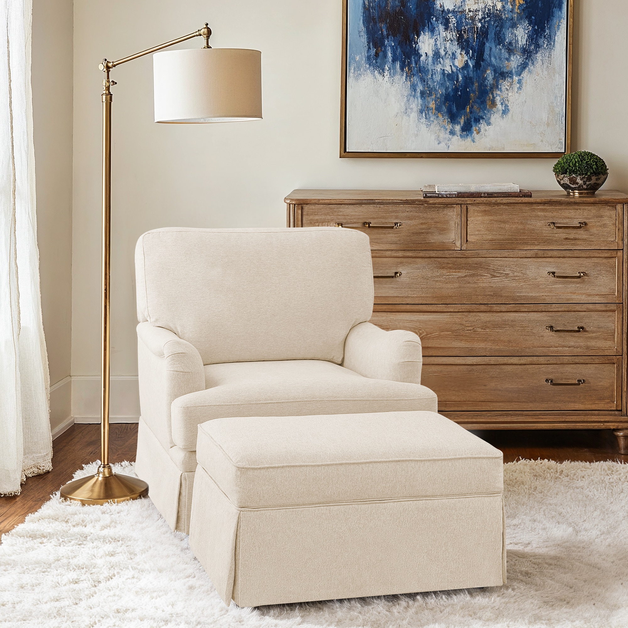 Yurevna 2-Pieces Swivel Accent Chair Set 2 -Pack 32.7-in W Modern Warm Linen Swivel Barrel Armchair