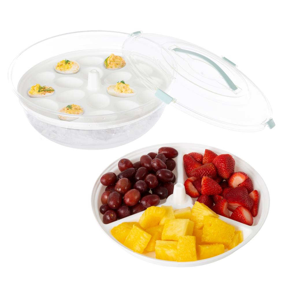10 Pieces Appetizer Serving Trays With Lids Party Veggie Fruit Snack Trays  With Lid Disposable Compartment Serving Platters Vegetable Salad Food 