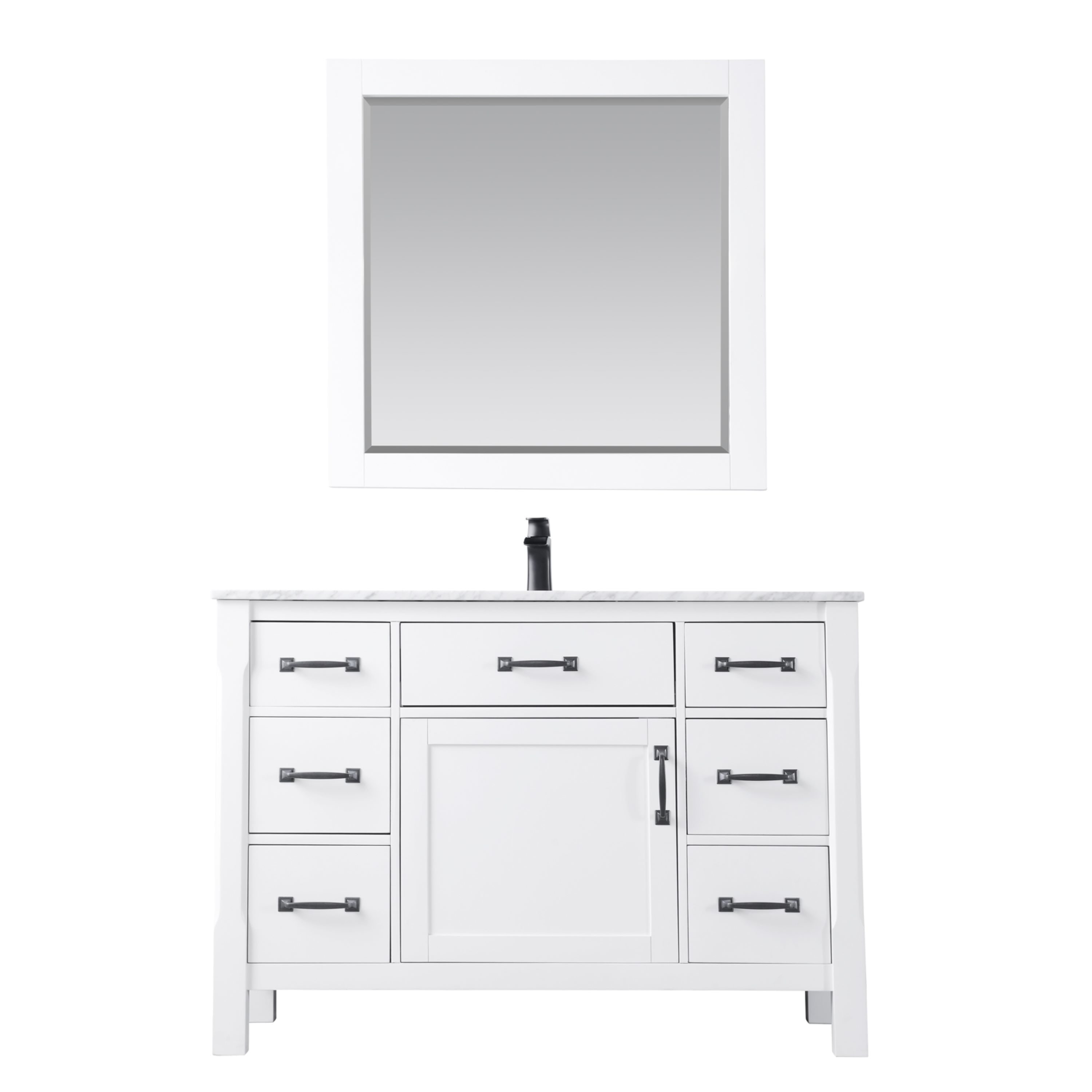 Altair 535048-WH-CA Maribella 48-in White Undermount Single sink Bathroom Vanity with Carrara White Marble Top (Mirror Included)