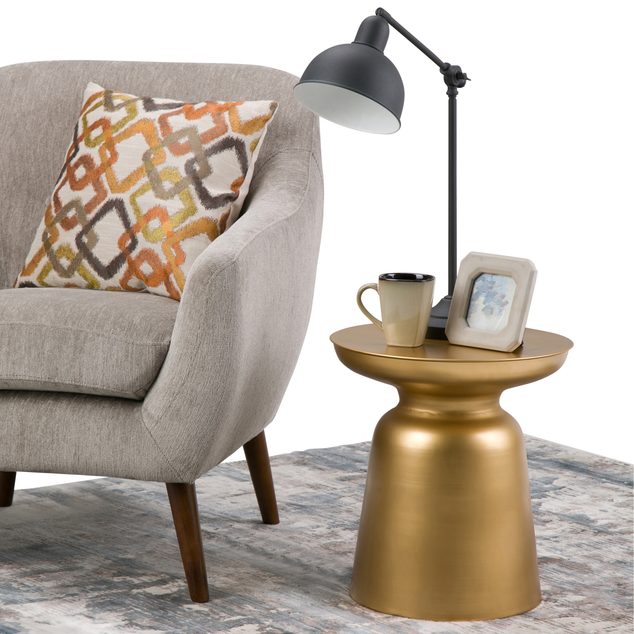 Simpli Home Toby 15.75-in W x 17.7-in H Gold Metal Round Modern End Table  Fully Assembled in the End Tables department at