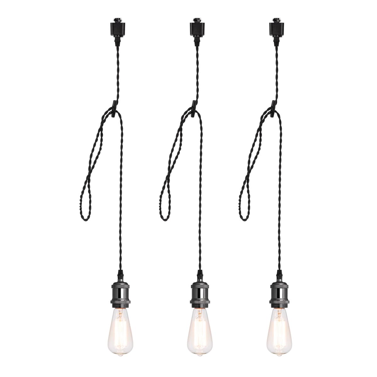 IUEST  H Type Black Track Lighting Pendant with E26 Socket Cord Adjustable up to Four Feet Pack of Three durable home and garden accessory