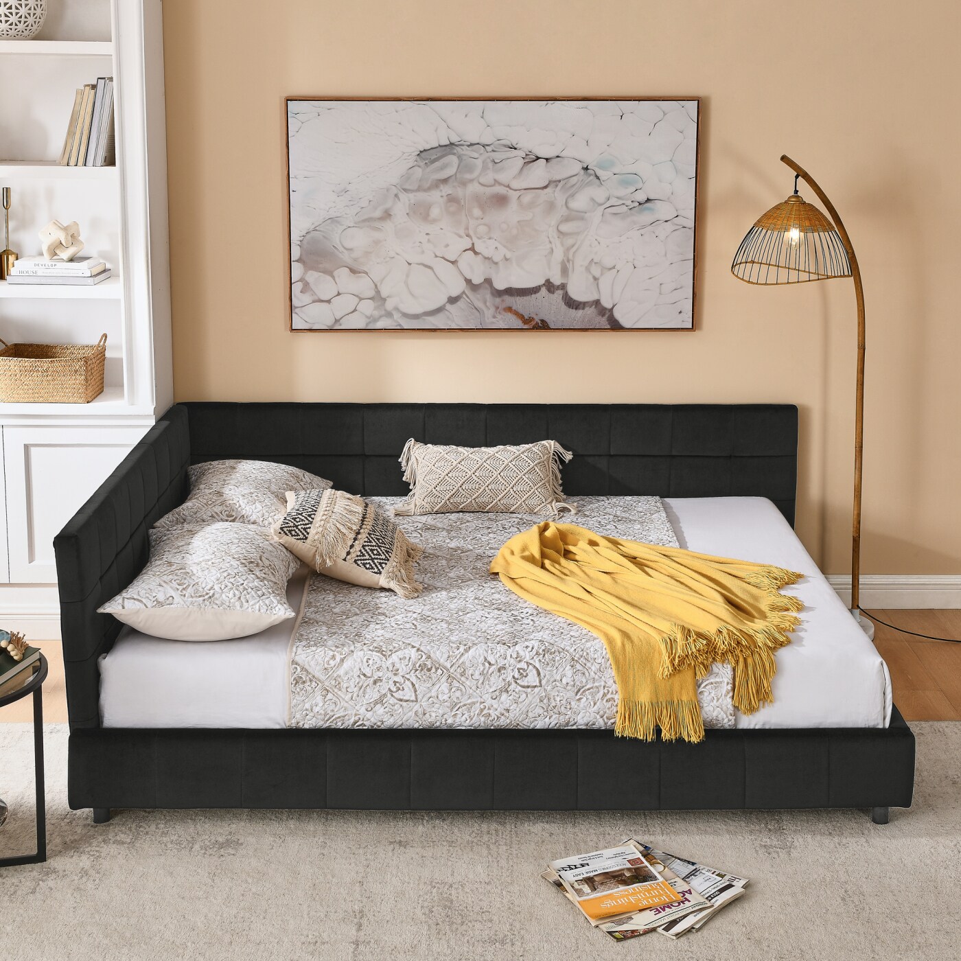 CHITA Queen Size Mid Century Modern Velvet Upholstered Daybed with ...