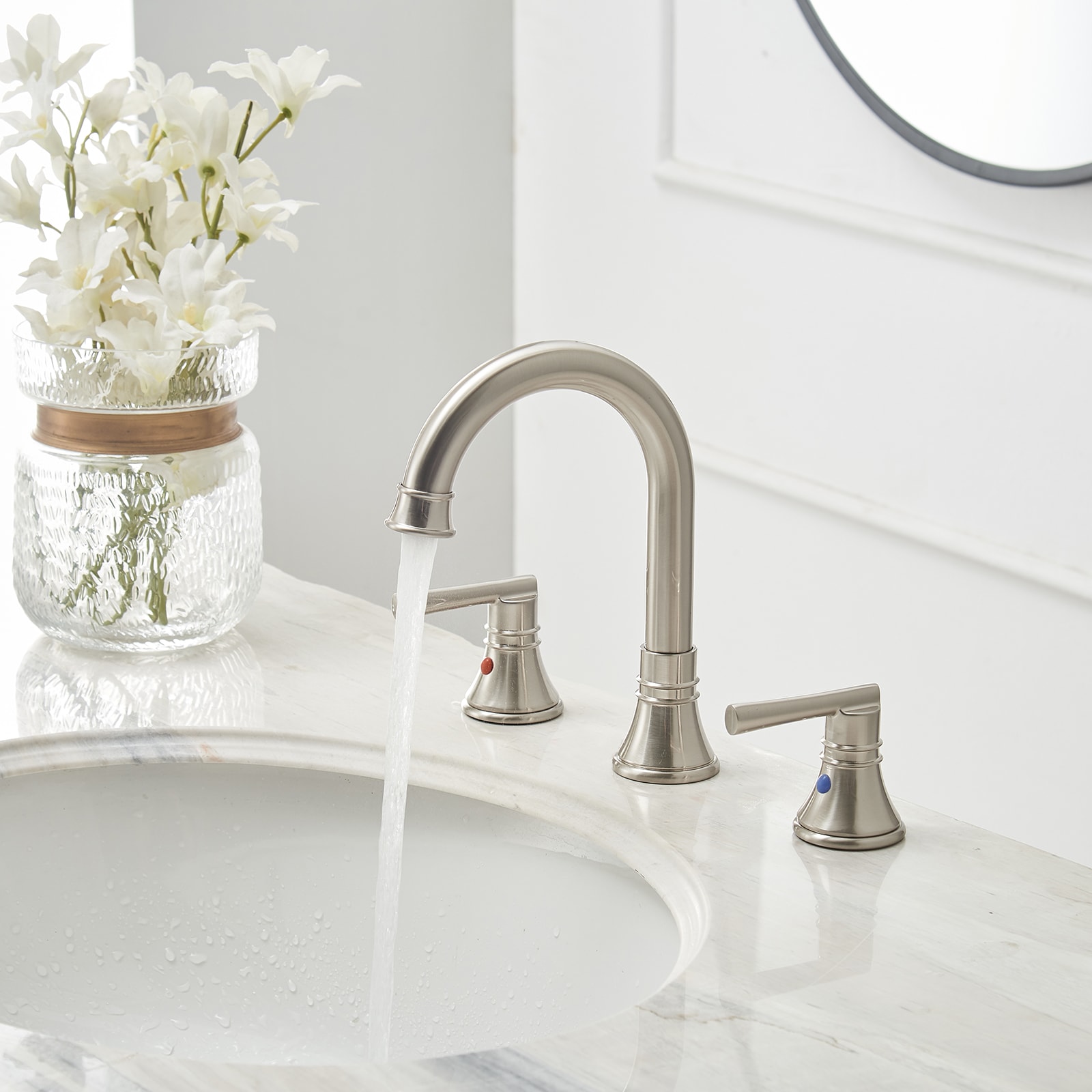 Elegant Brushed Nickel Widespread 2-Handle Bathroom Faucet