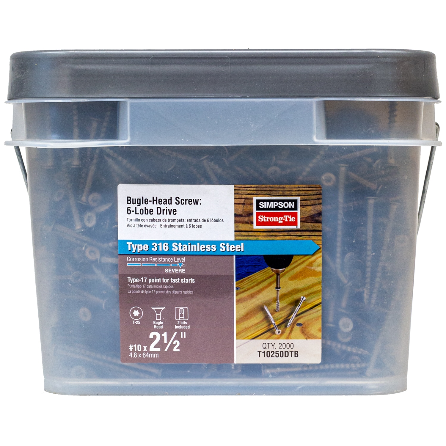 Simpson Strong-Tie T10250DTB #10 x 2-1/2-in Stainless steel Exterior Wood screws ( 2000 -Per Box )