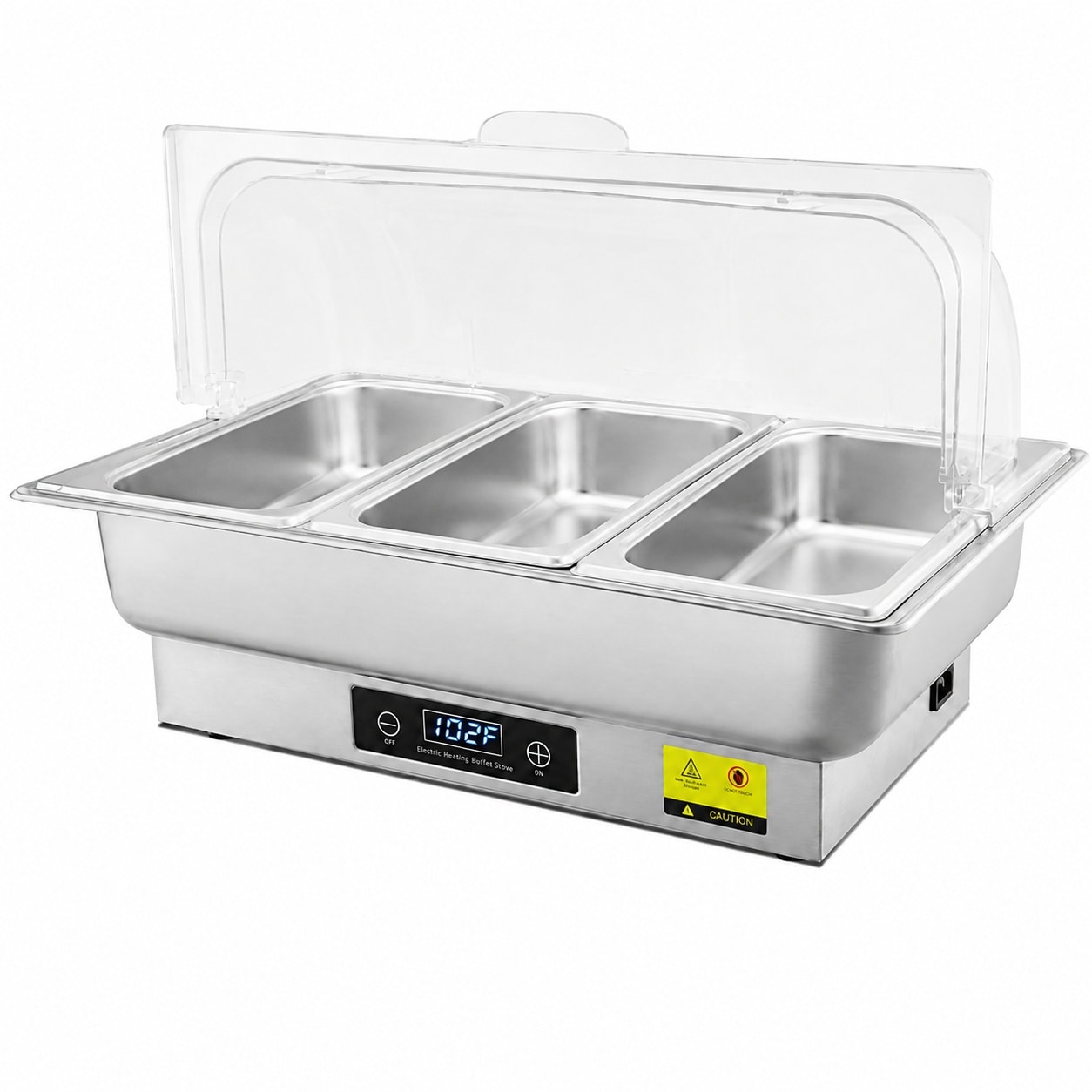 Aoibox LAB8OSM1  Electric Chafing Dish Buffet Set with 3 x 3QT Trays 700W Warming Server with Digital Temperature Control and Roll