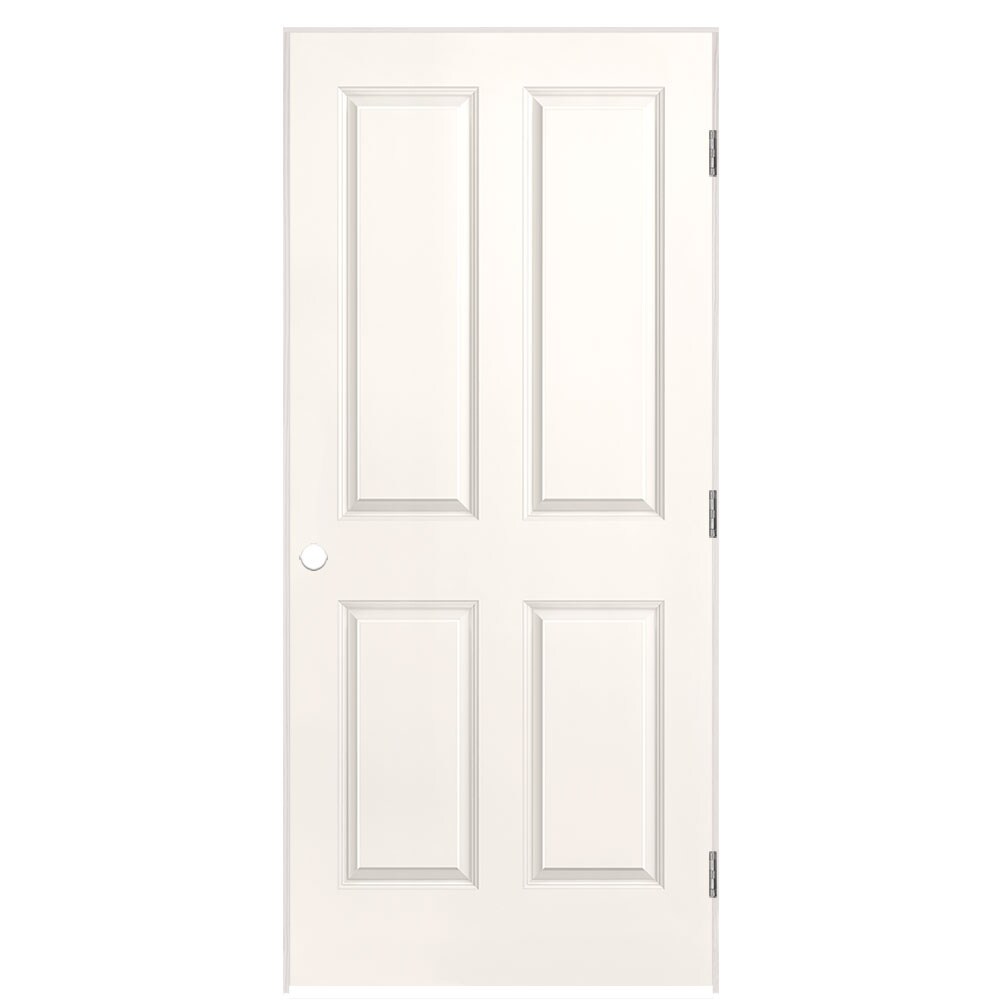 Traditional 36-in x 80-in White 4 Panel Square Hollow Core Prefinished Molded Composite Left Hand Single Prehung Interior Door | - Masonite 1316282