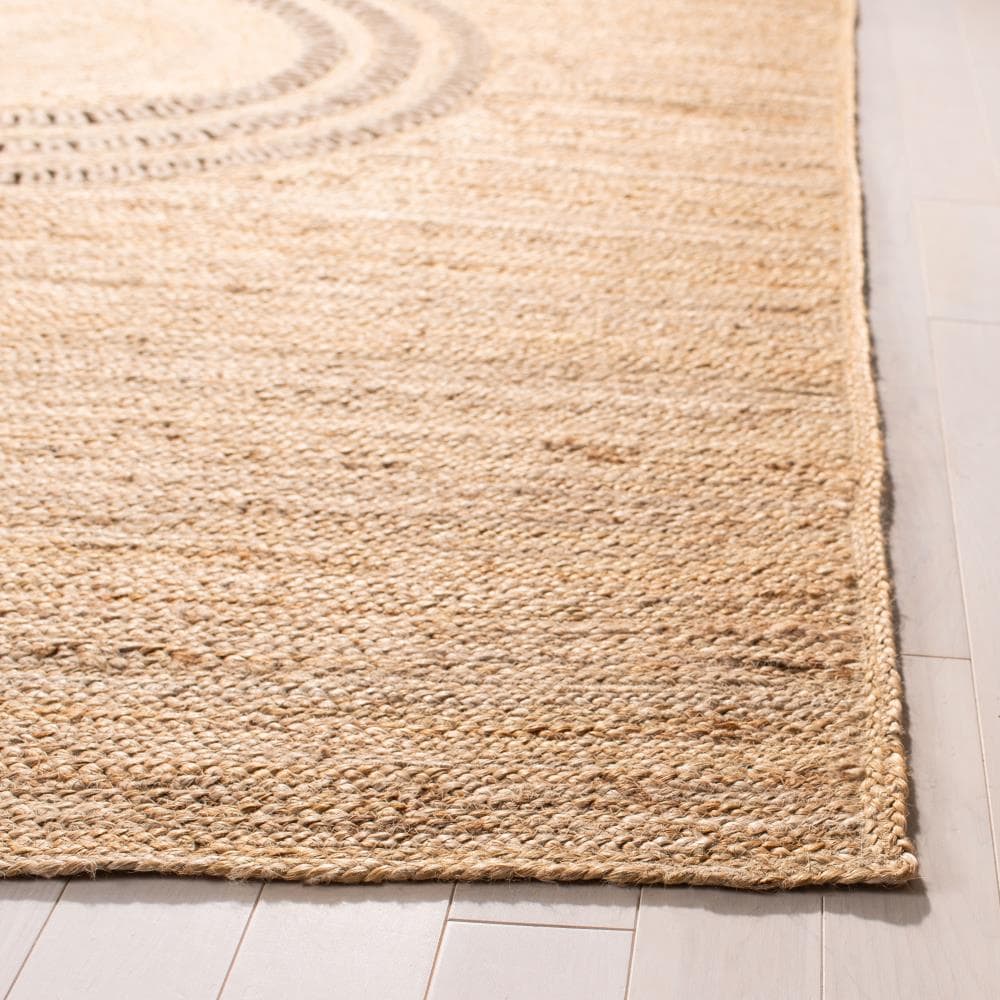 Hand-Knotted Beige Natural Fiber Rectangular Area Rug - 5'x8'