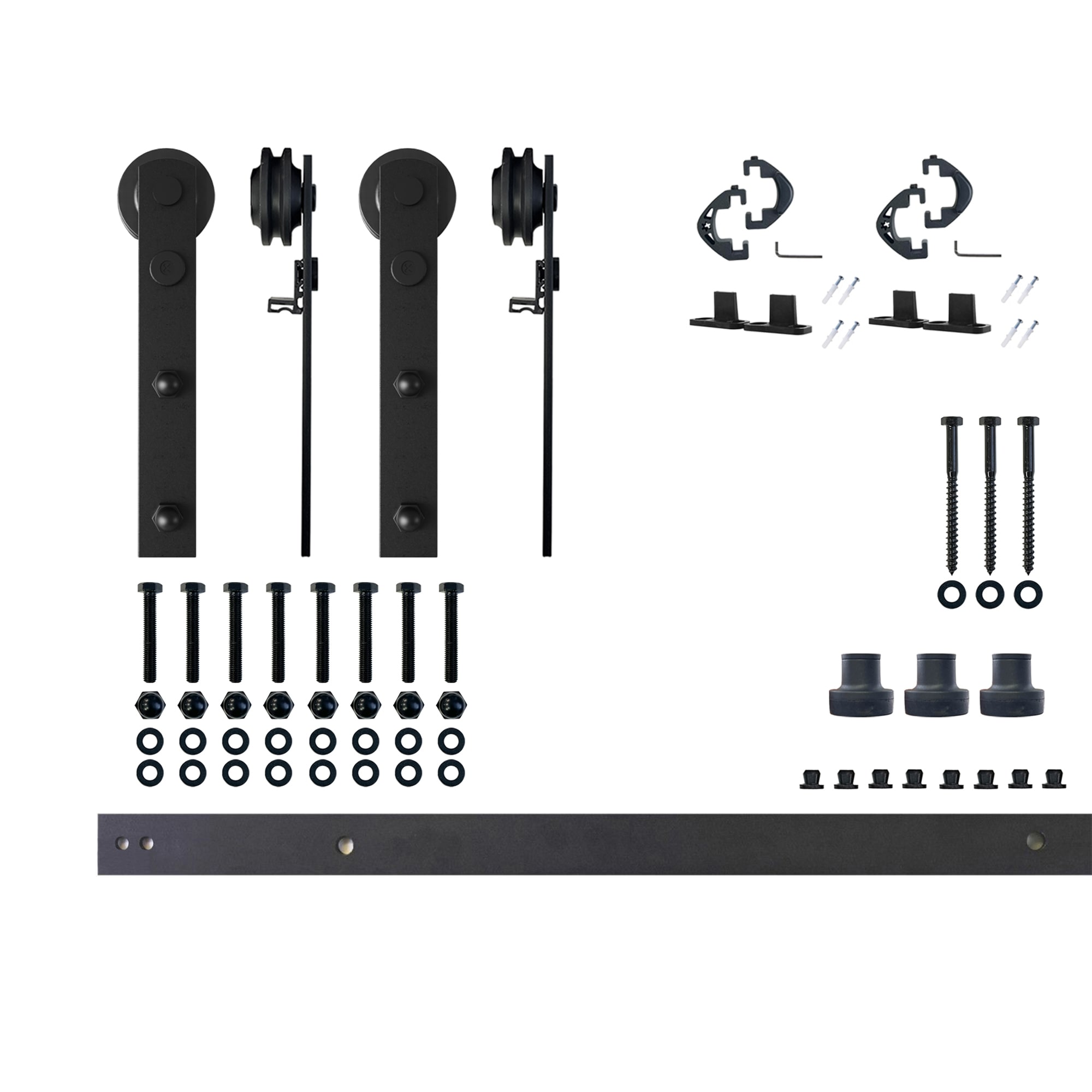 Black Rustic Double Door Sliding Barn Hardware Kit, 4.5ft Track
