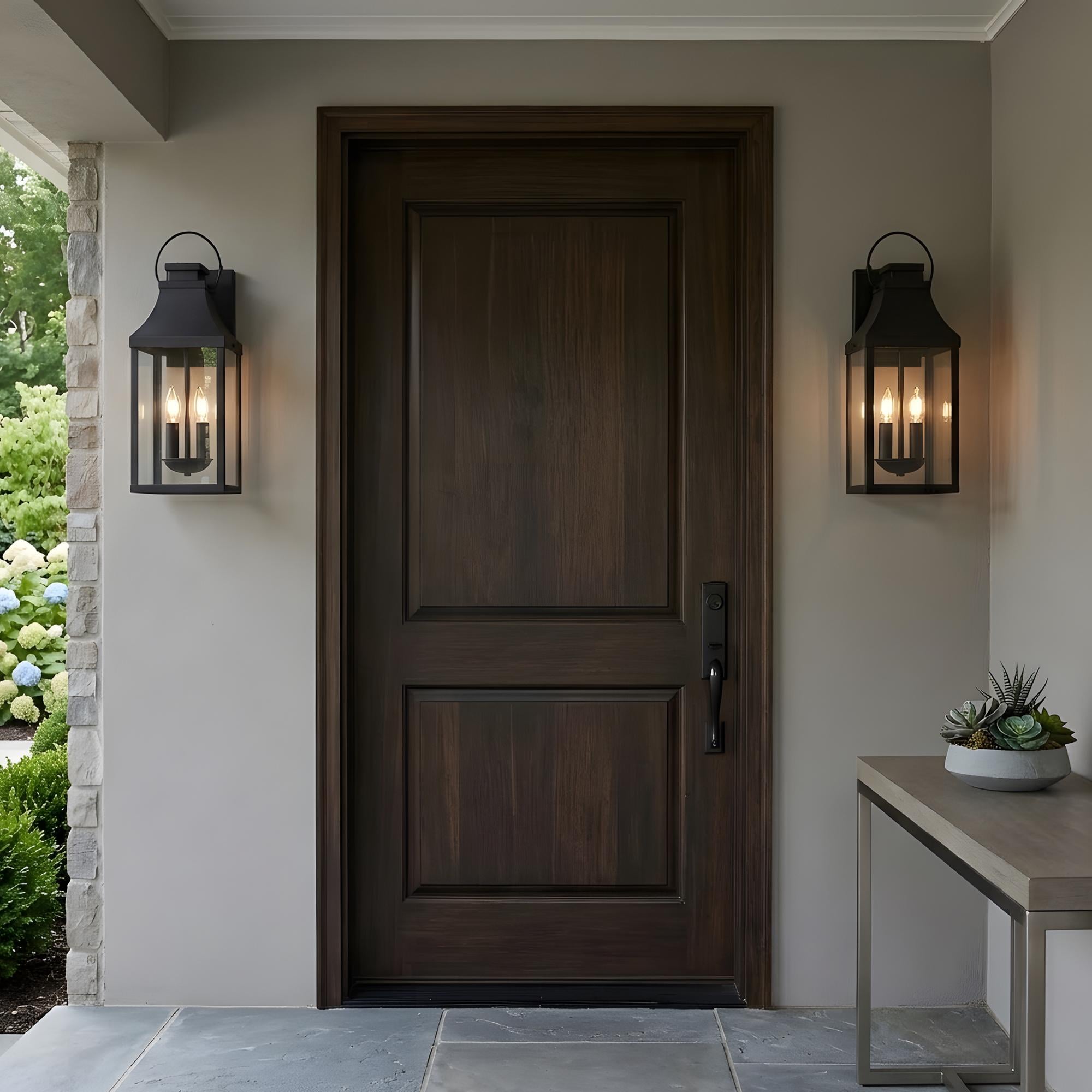 RCCFBHM - 2Pack 20-In Large Dusk to Dawn Outdoor Wall Sconce 2Light Black Exterior Porch Light Wa...