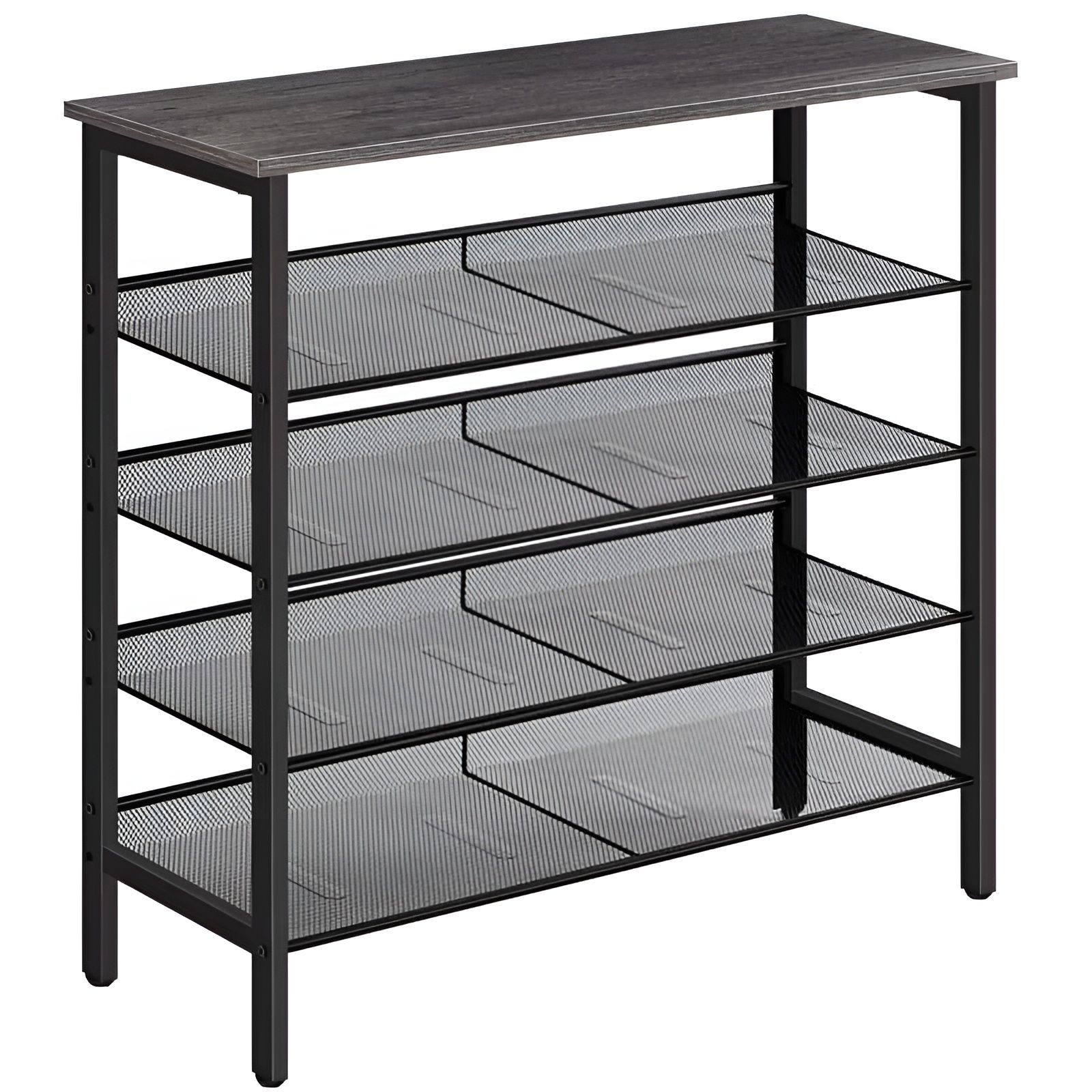 Slickblue 5 Tier Shoe Rack with Adjustable Open Shelves and Metal Frame for Entryway Hallway or Closet Use