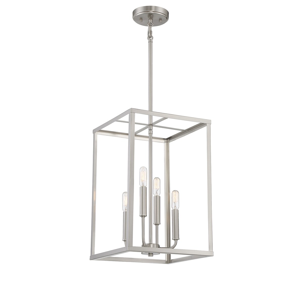 Contemporary Geometric 4-Light Brushed Nickel Pendant
