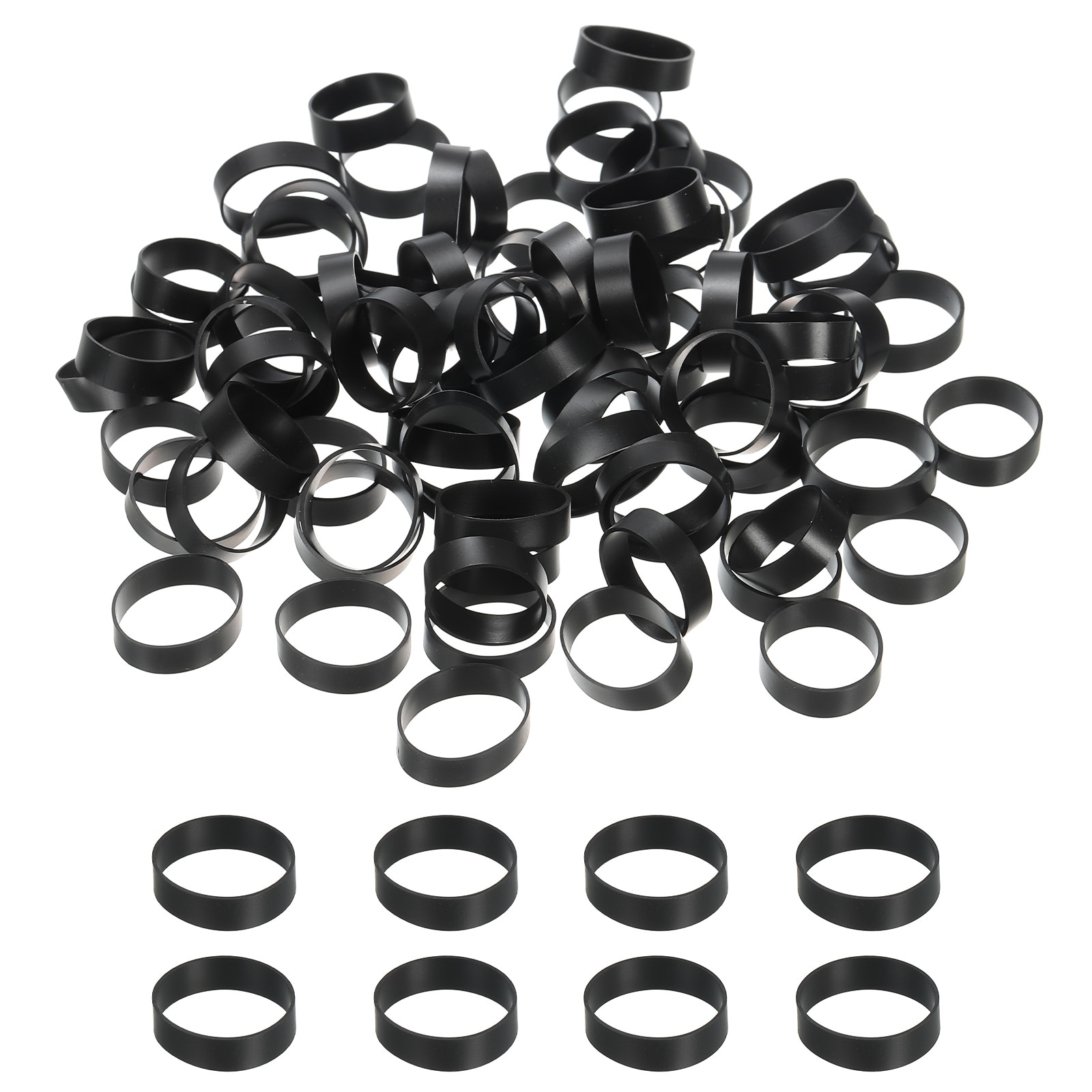 PATIKIL Silicone Rubber Bands Cable Ties 0.9in 80pcs Flat Rubber Elastic Band for Office Supplies Home Cord Wrapping Black