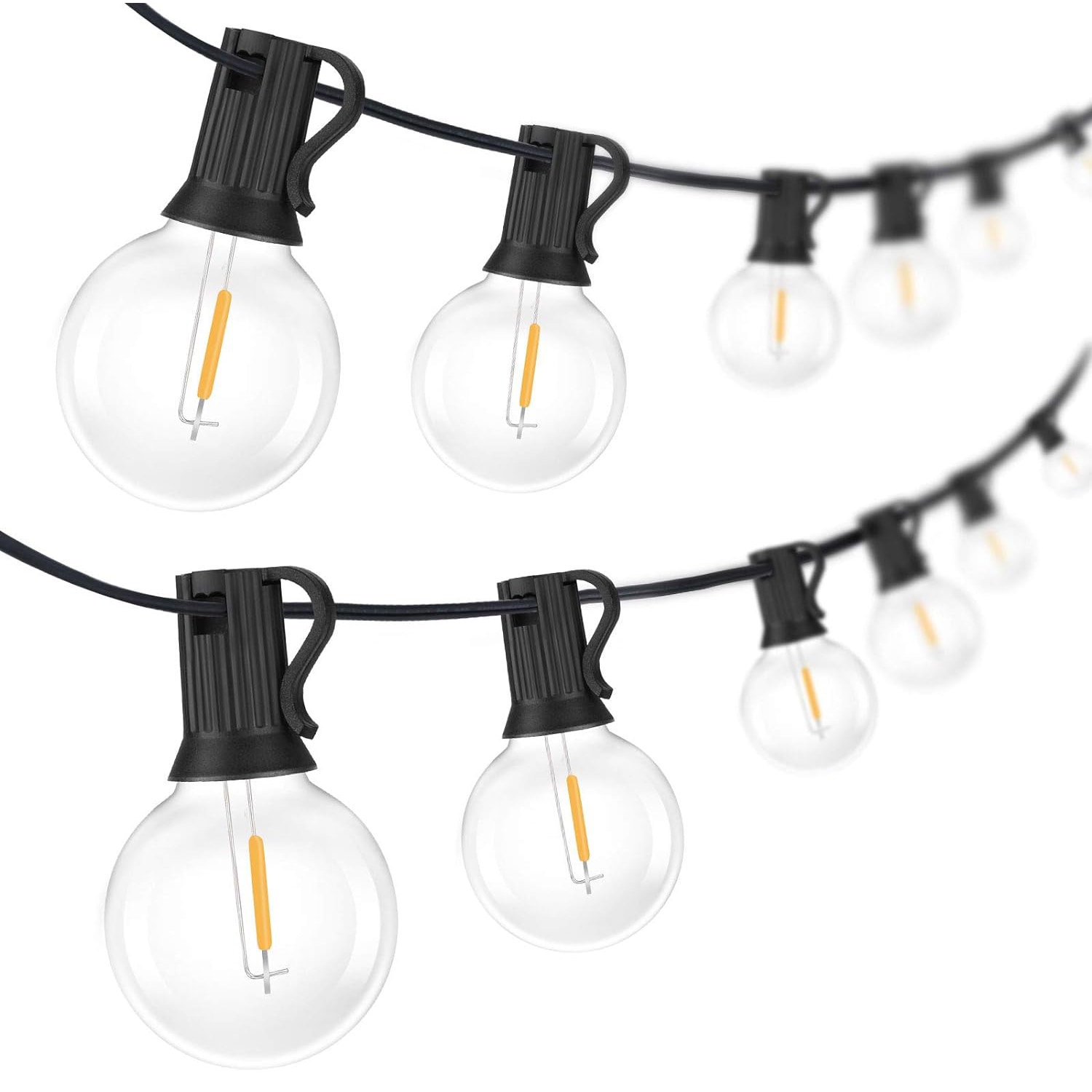 Etokfoks  2 Pack 100 ft Outdoor G40 LED Globe String Lights 52 Bulbs Dimmable Waterproof Shatterproof Connectable Patio Decor