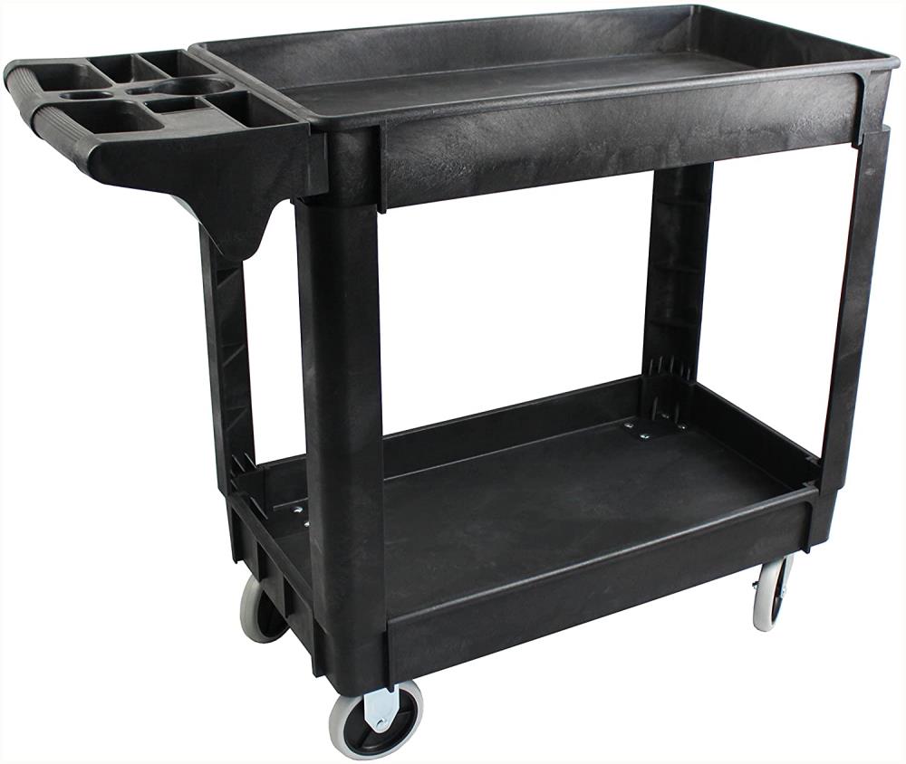 Rubbermaid Utility Cart, Ergonomic Handle, 16 x 30, 2-Shelf, 500 Lb. Load