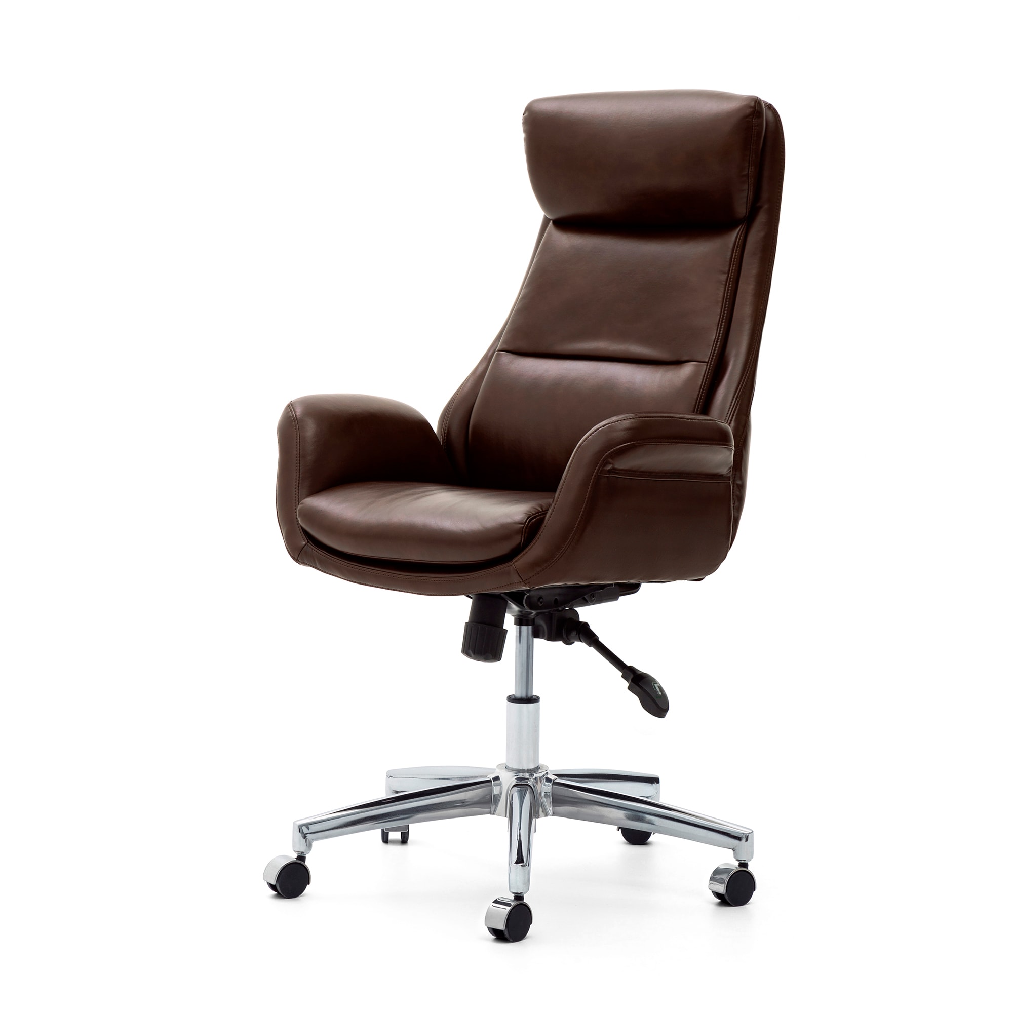 Glitzhome Brown Traditional Ergonomic Adjustable Height Swivel