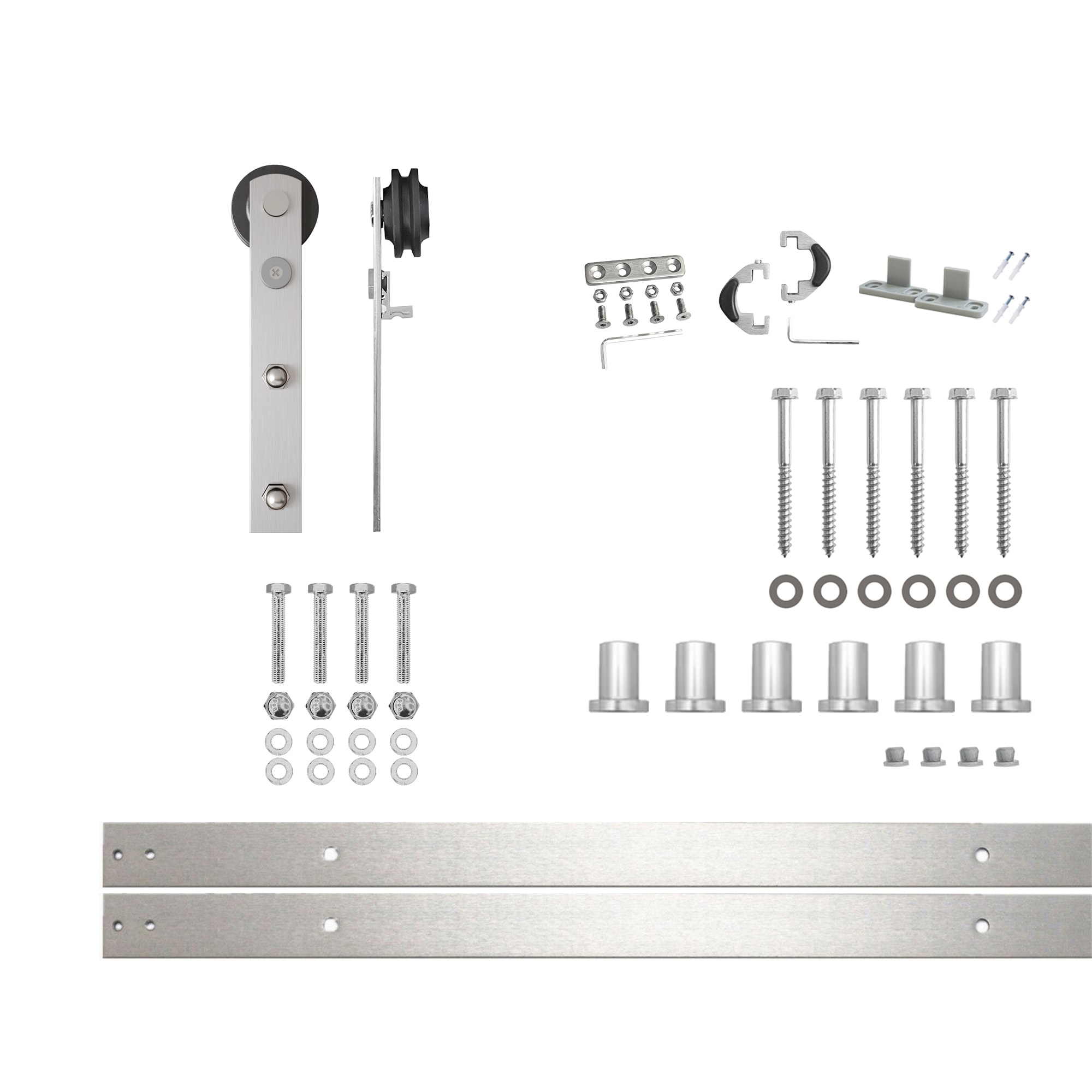 HOMACER ZT1DNZ108C 108-in Brushed Brushed Nickel Indoor I-strap Single Barn door hardware kit