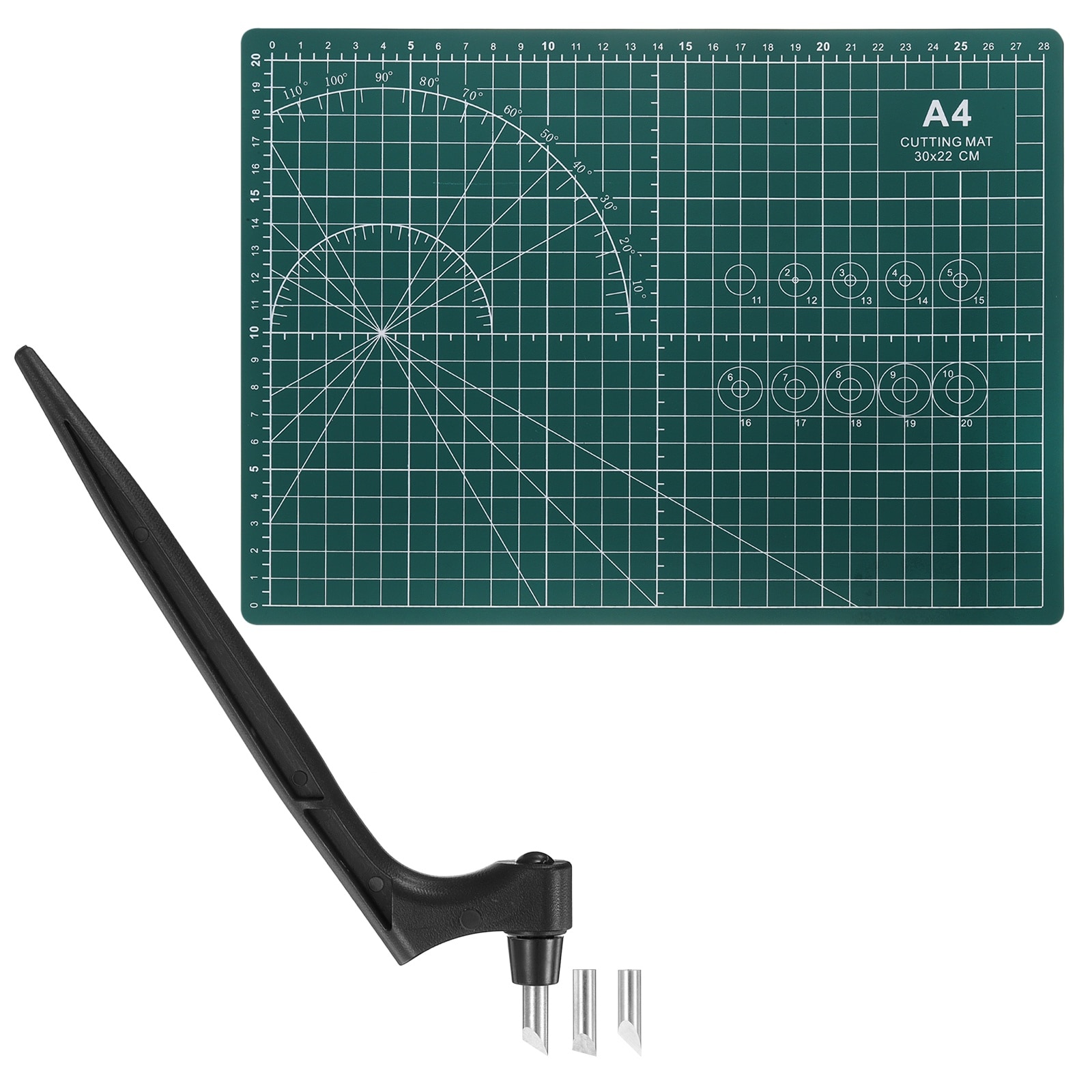 Harfington Craft Cutting Tools 15/30/45 Degree Blades 360 Degree Rotating Blade Stainless Steel Cutter Pen Knife with Mat for DIY Crafts Stencils Scrapbooks Black #S26031700UX6603
