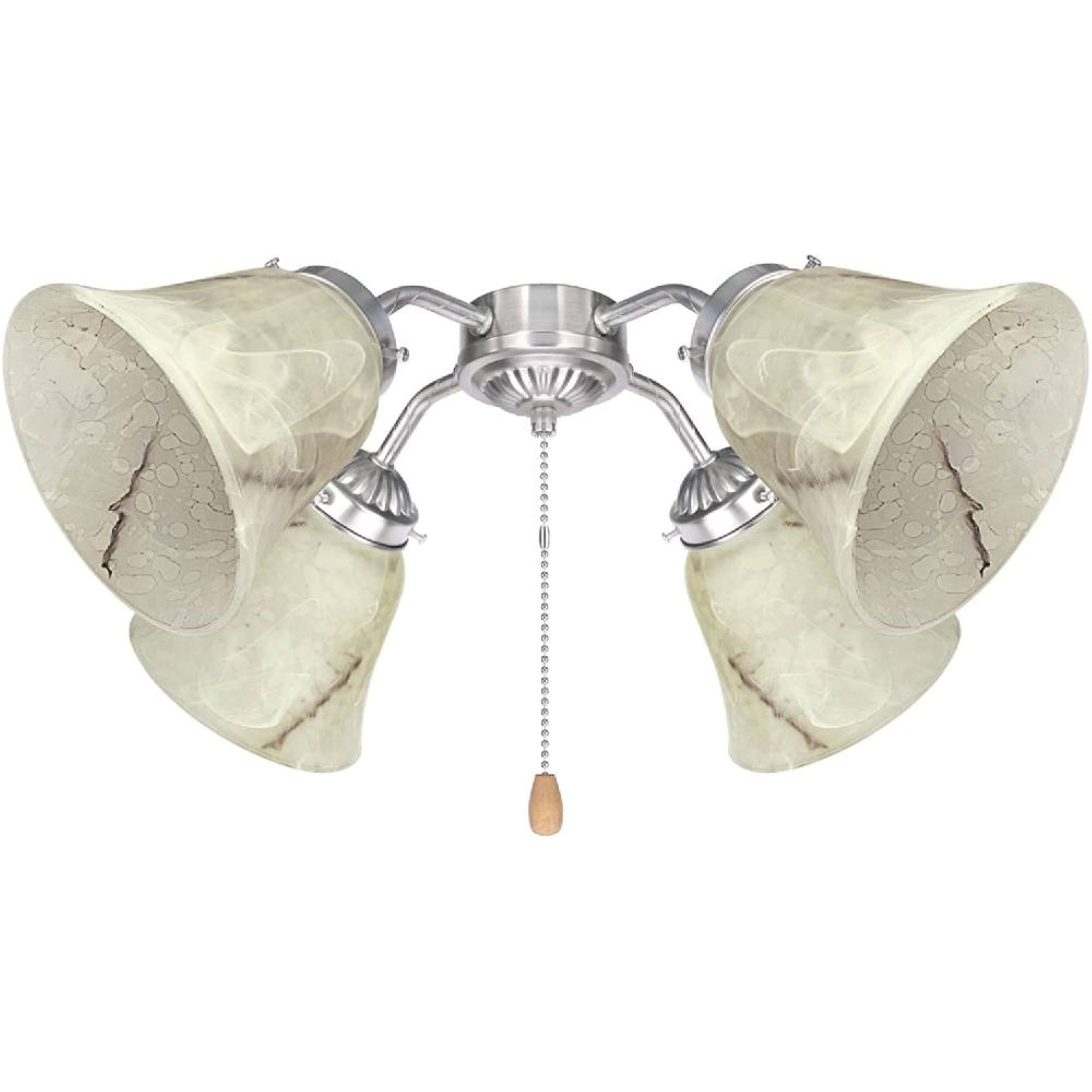 Transitional Alabaster Glass Bell Shades with Hand Painted Veins, 4 Pack