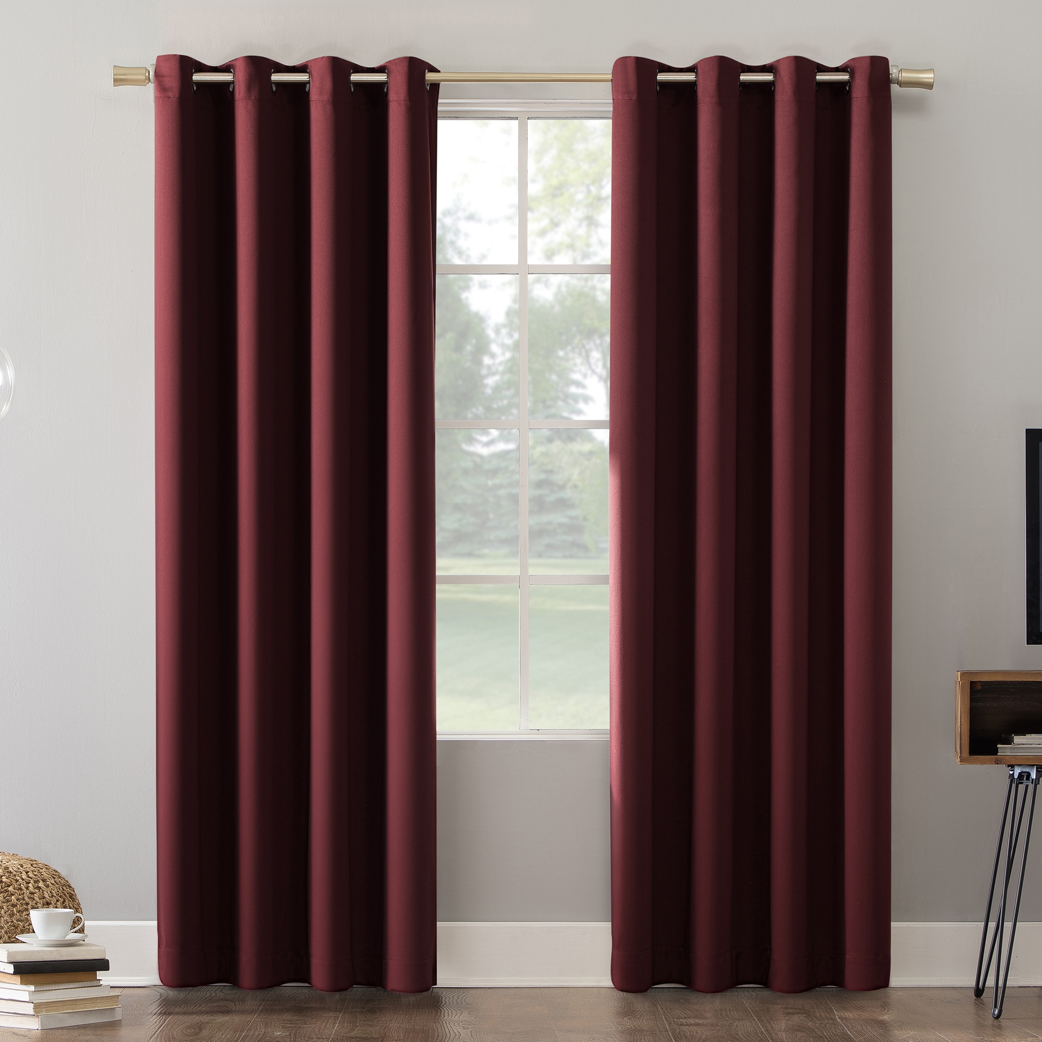 Sun Zero 55403 95-Inches Wine Blackout Standard lined Grommet Single curtain panel