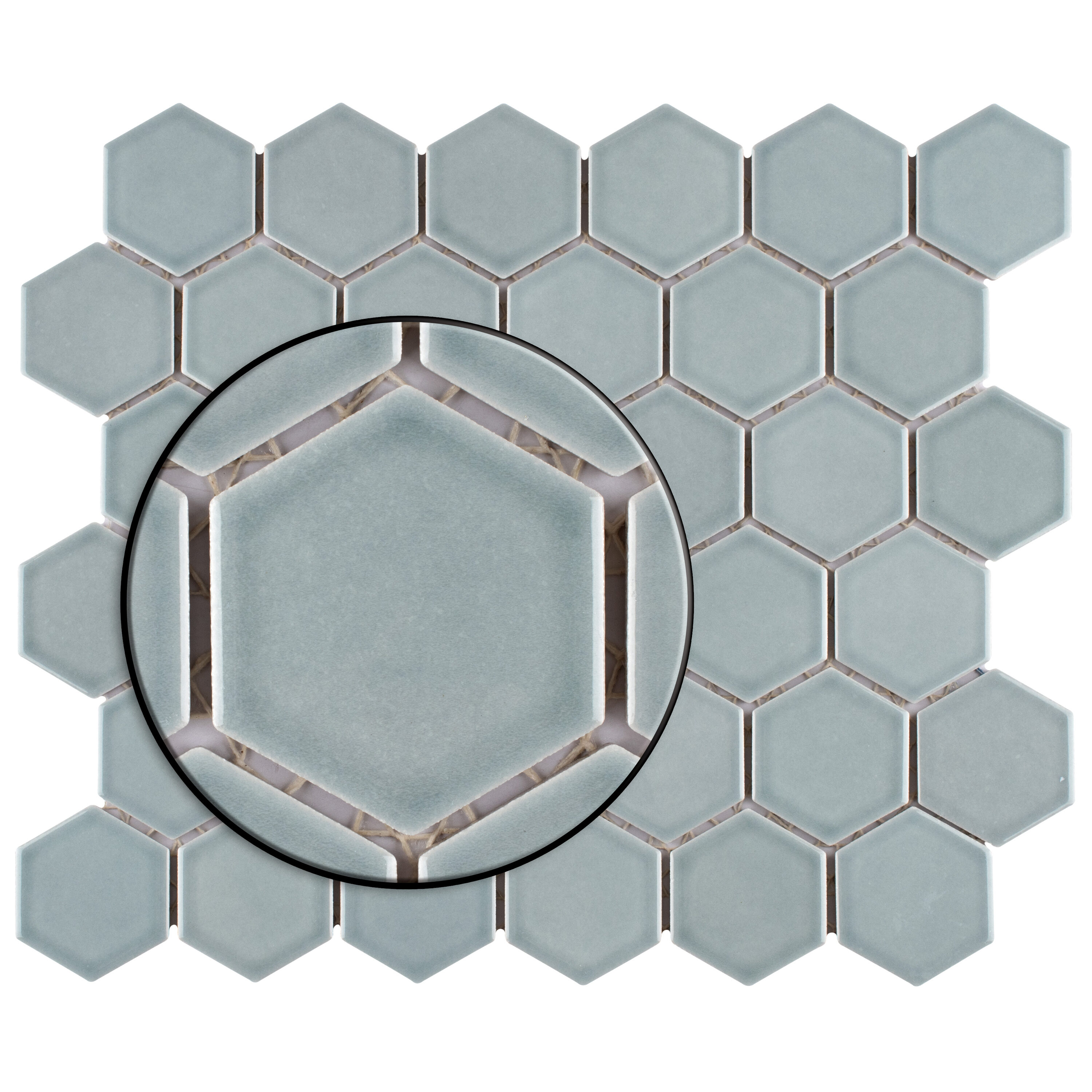 SomerTile FTC2TRGMST Tribeca 2 Hex Glossy Mist Ceramic Mosaic Tile, Grey, 10 Piece