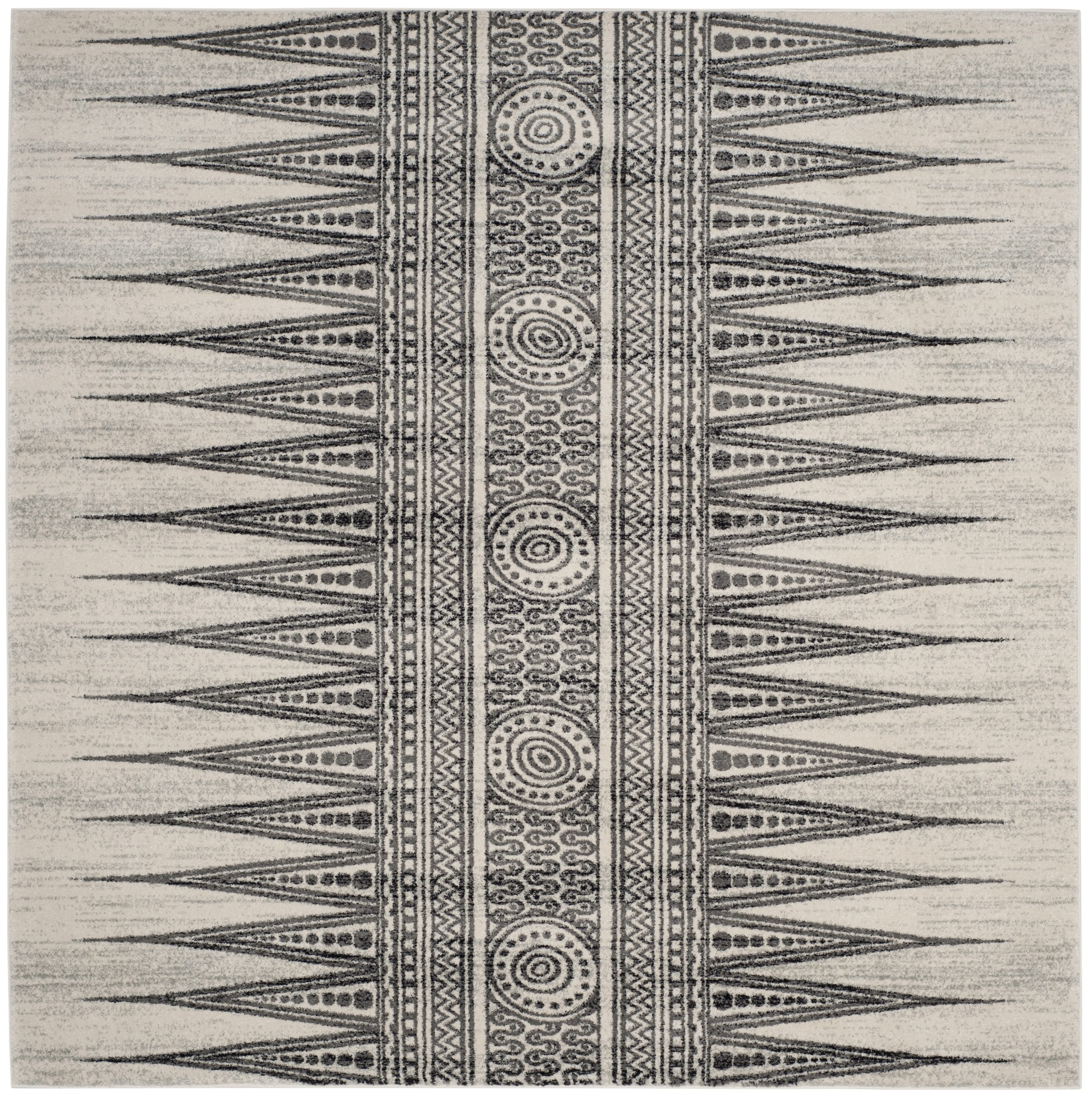 Safavieh EVK226D-7SQ Evoke Layla 7 x 7 (ft) Loomed Synthetic Ivory/Gray Square Indoor Floral/Botanical Southwestern Area rug
