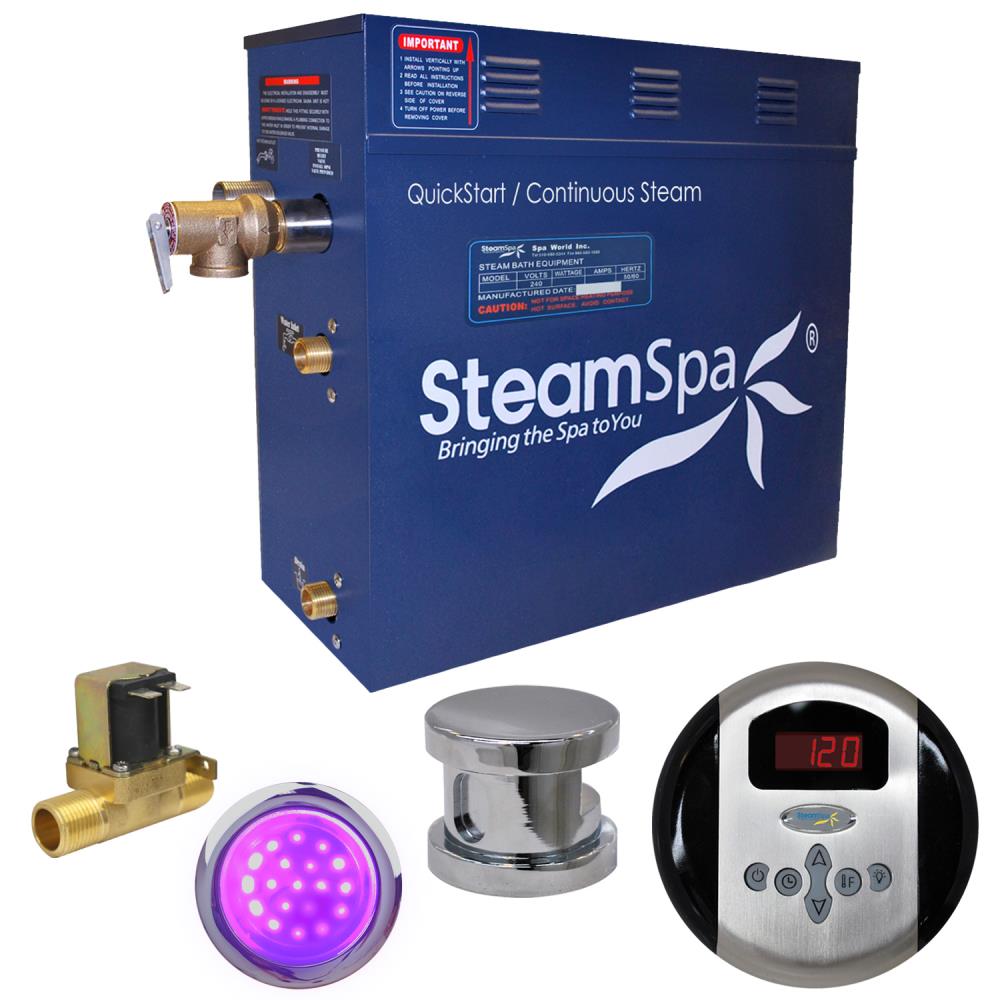 SteamSpa IN900CH-A Indulgence 9 Kw Quickstart Acu-steam Bath Generator Package with Built-In Auto Drain In Polished Chrome