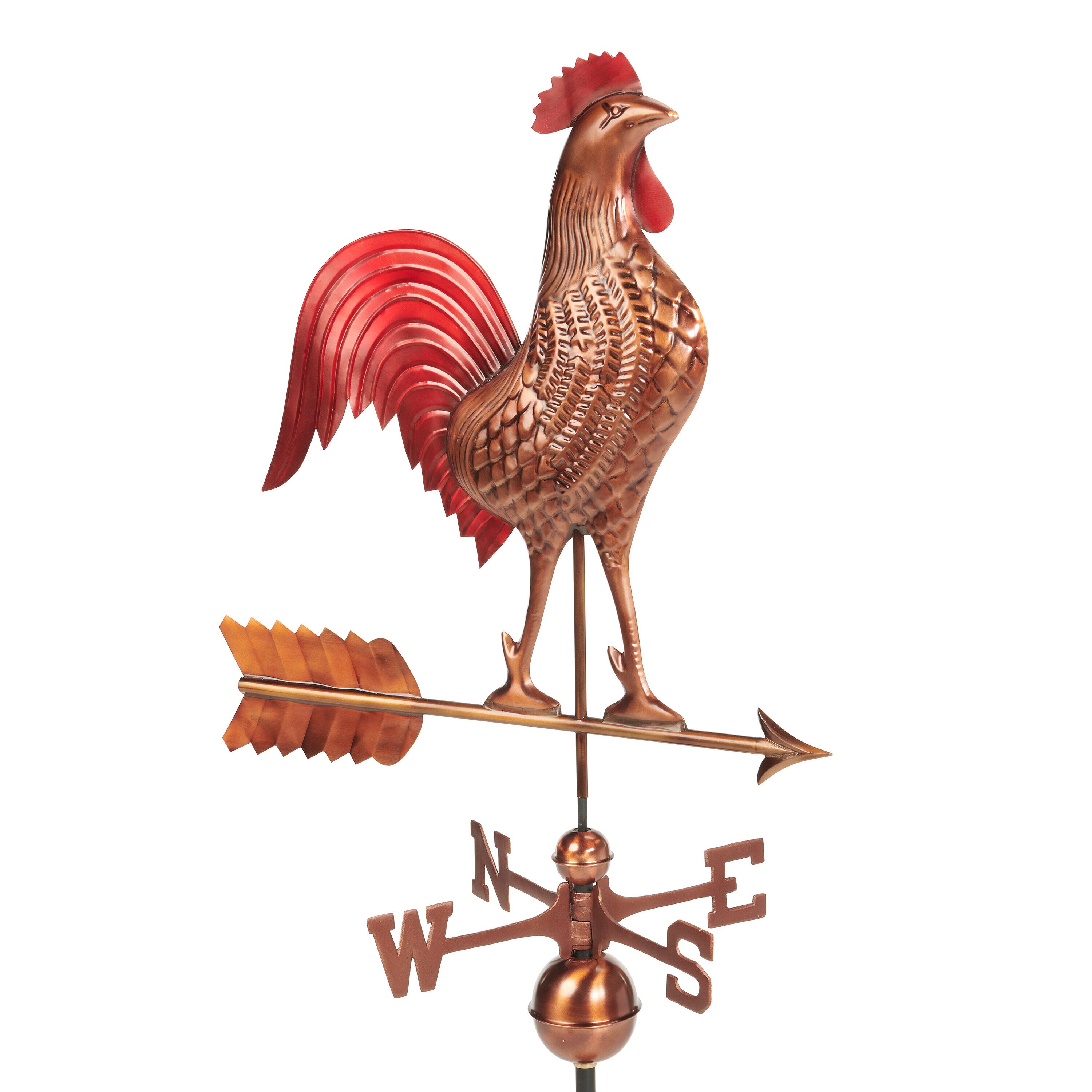 Large Copper Rooster Weathervane with Multi-Color Patina