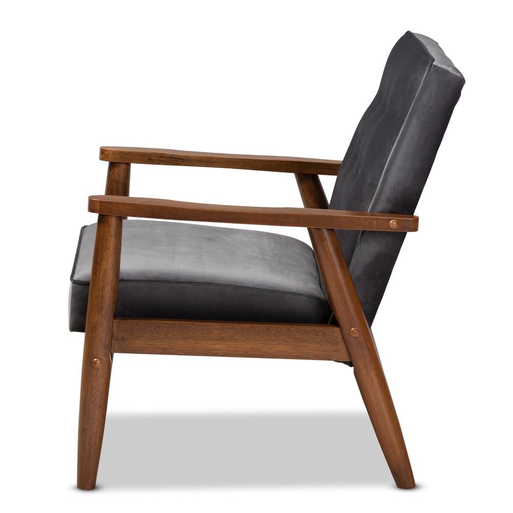 Baxton Studio Sorrento Midcentury Grey Brown Accent Chair in the