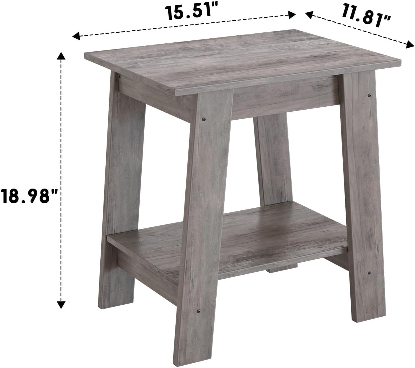 Garvee 2 Pcs Side Table Small End Table with 2 Tier Storage Shelf ...