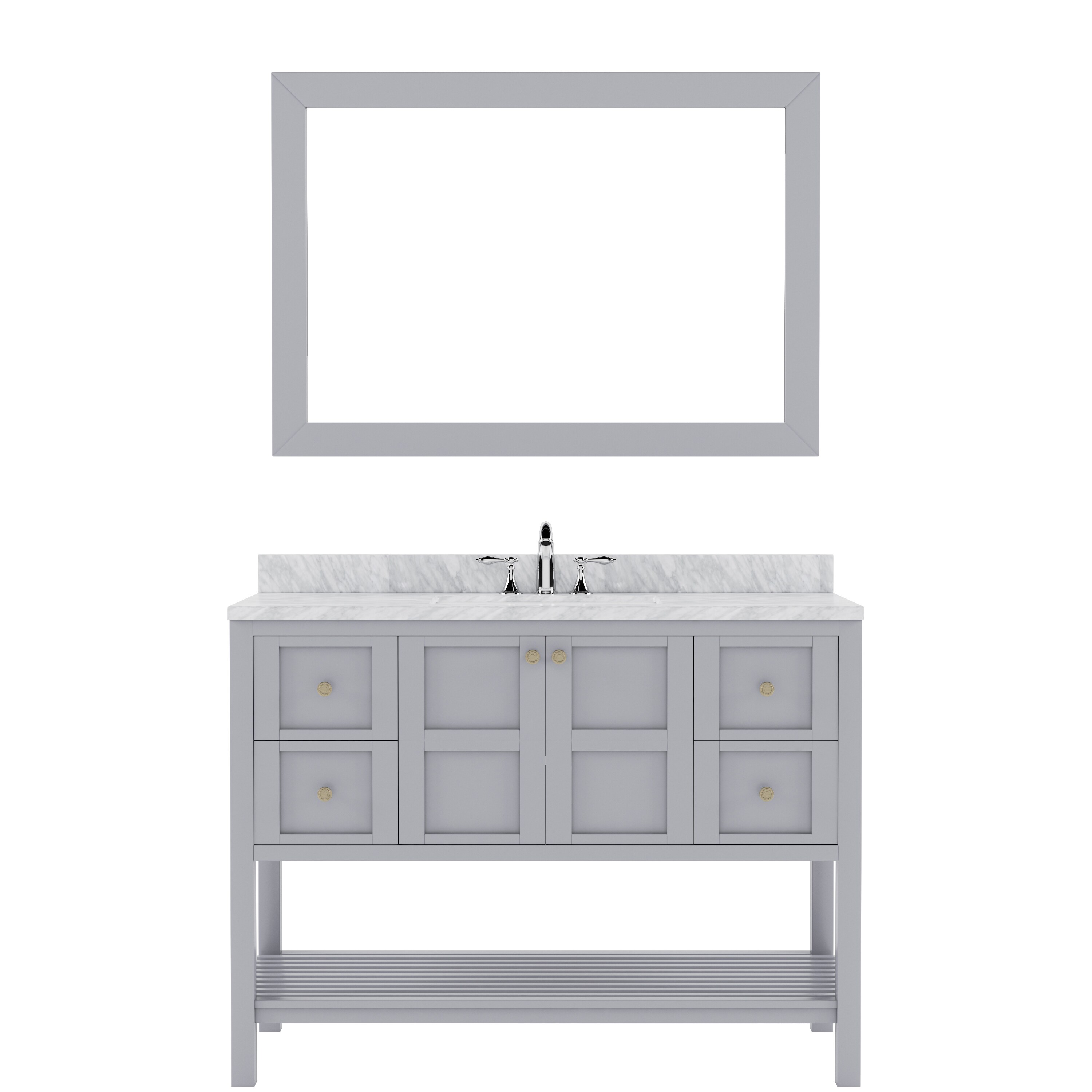 Virtu USA ES-30048-WMRO-GR Winterfell 48-in Gray Undermount Single Sink Bathroom Vanity with Italian Carrara White Marble Top (Mirror Included)