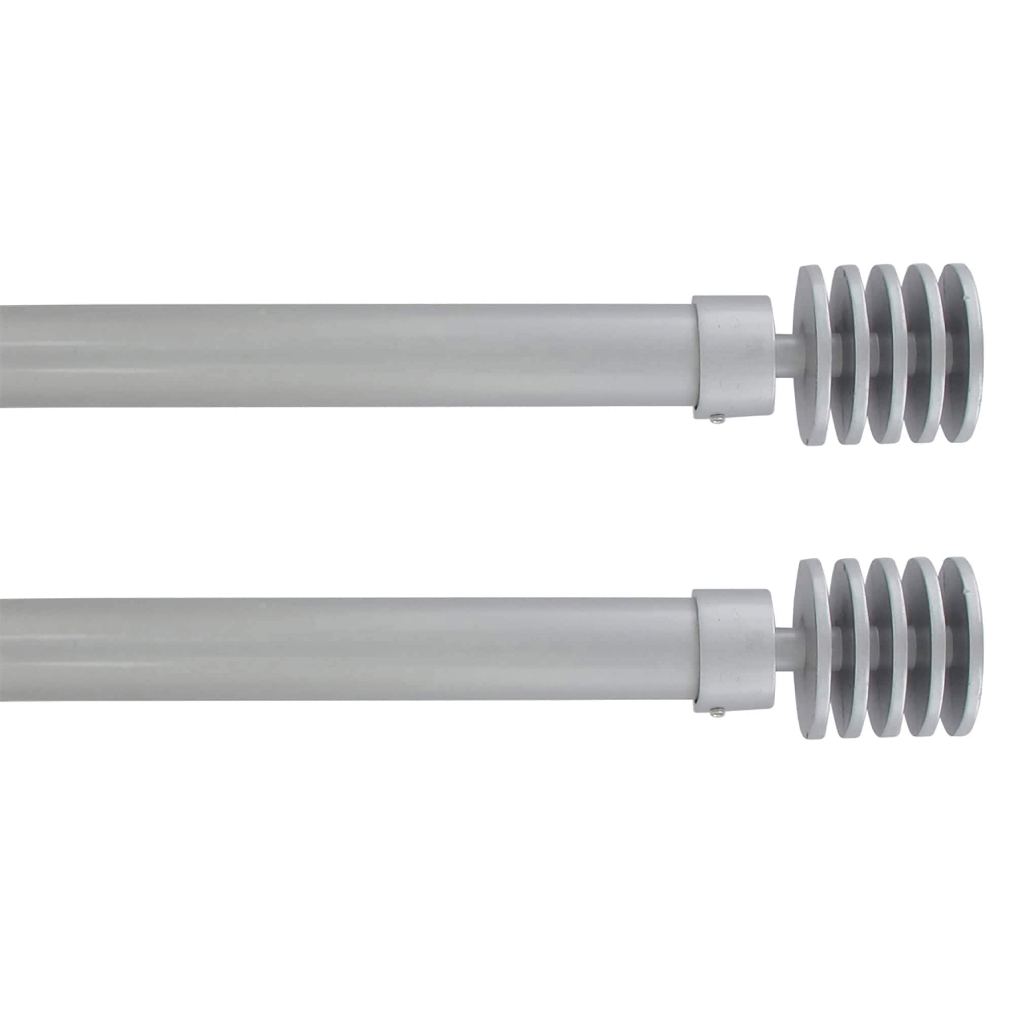 EVIDECO FRENCH HOME GOODS 50-in Adjustable Single Curtain Rods - with Layered Disc Finials and Brackets Gray
