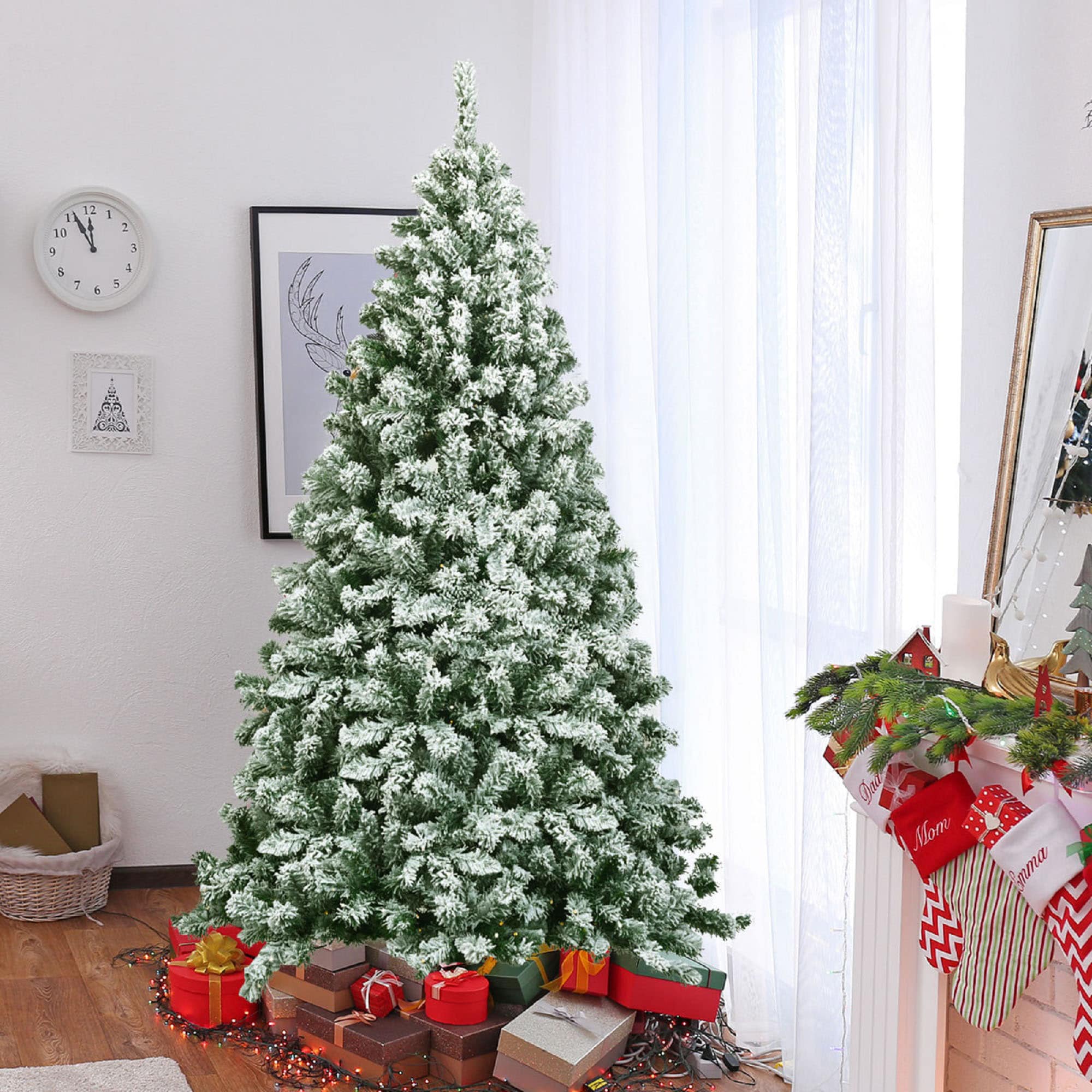 Costway 6-ft Flocked Artificial Christmas Tree in the Artificial ...