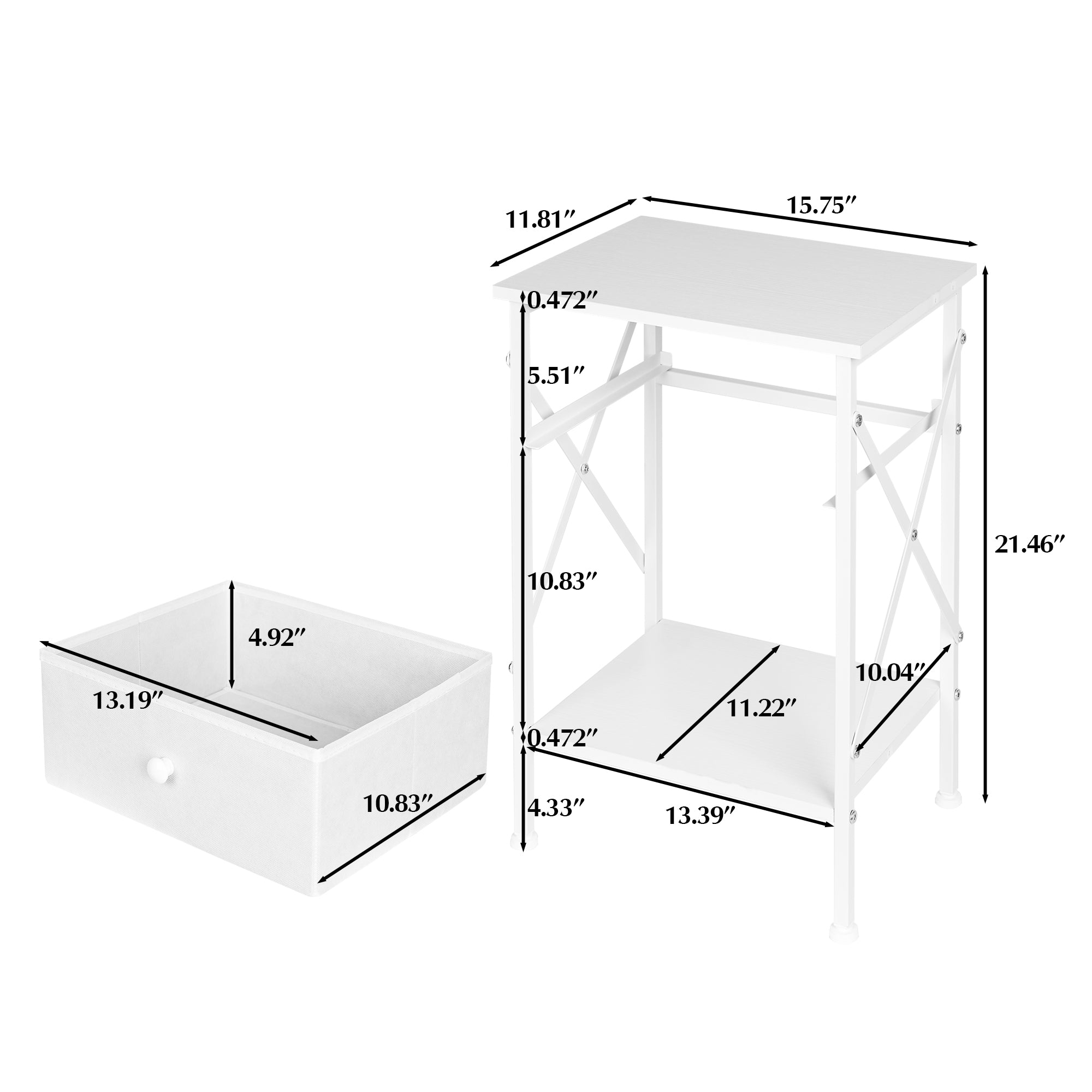 Vecelo LOE-AL-BNS01-WHT End-Tables - View #3