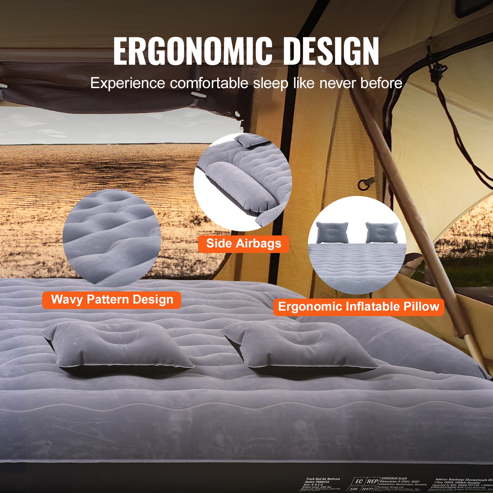 VEVOR Truck Bed Air Mattress for 6-6.5 ft Full Size Truck Beds ...