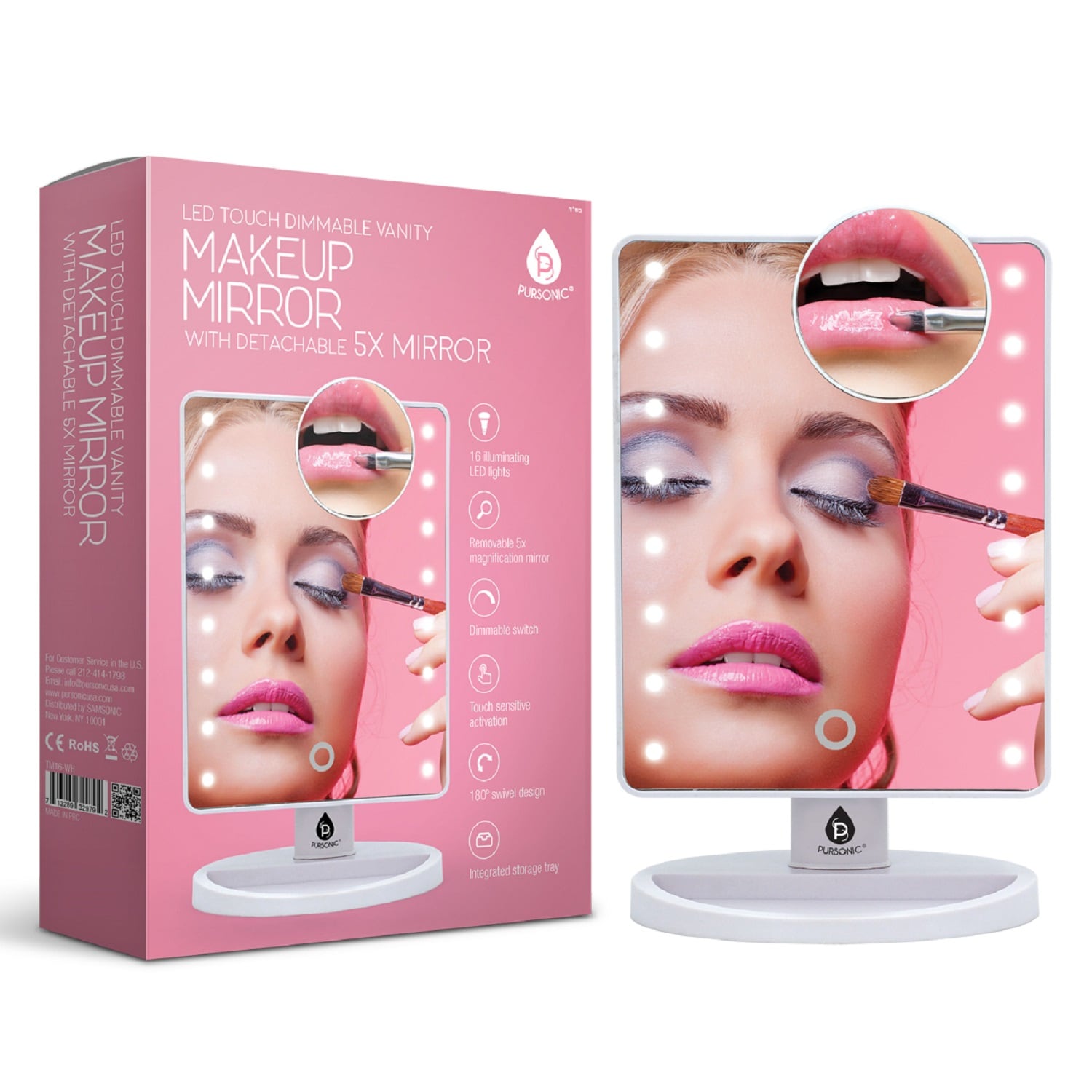 Pursonic  LED Lighted Vanity Makeup Mirror  White