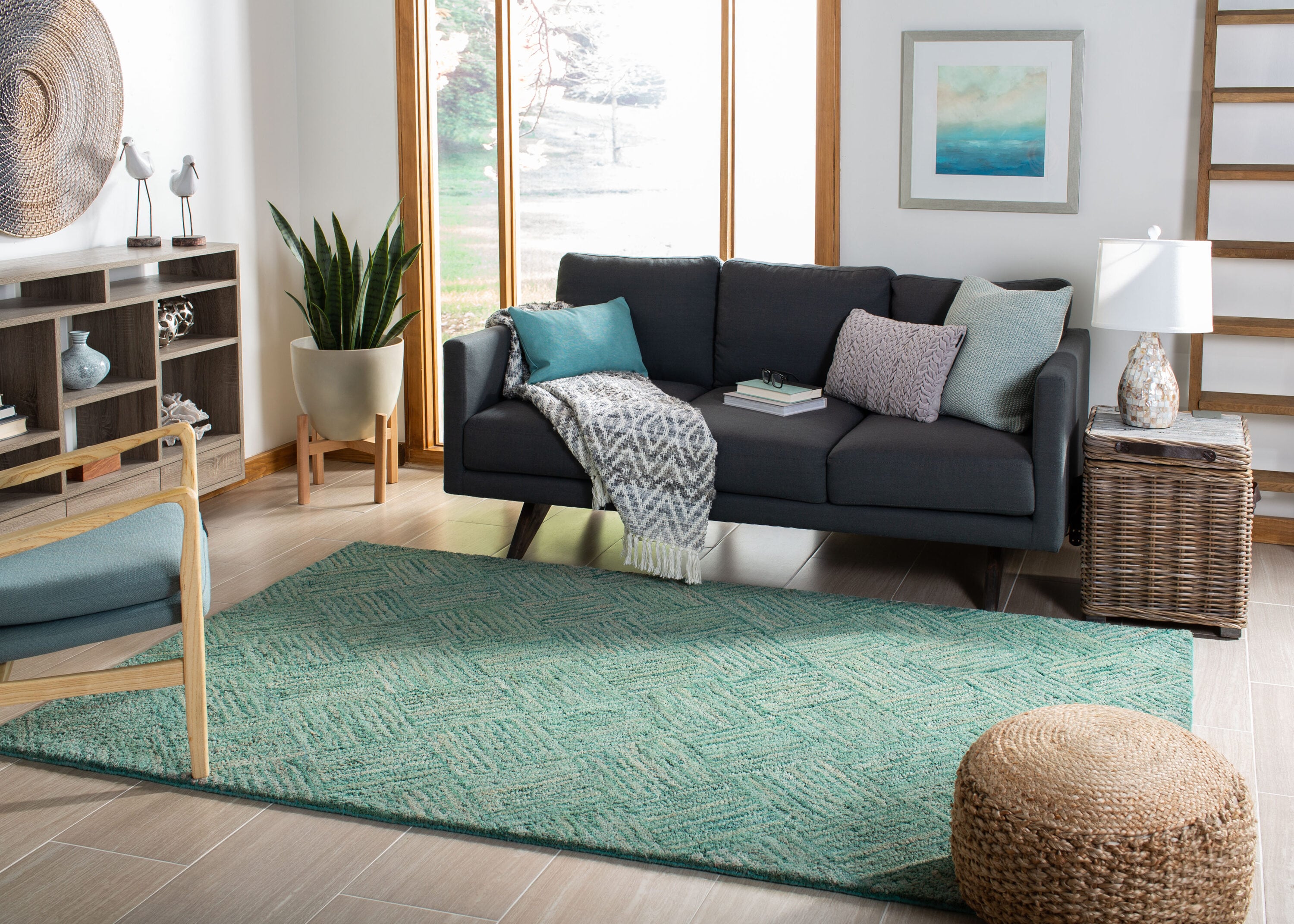 Nantucket Green and Multicolor Hand-Tufted Cotton Square Area Rug