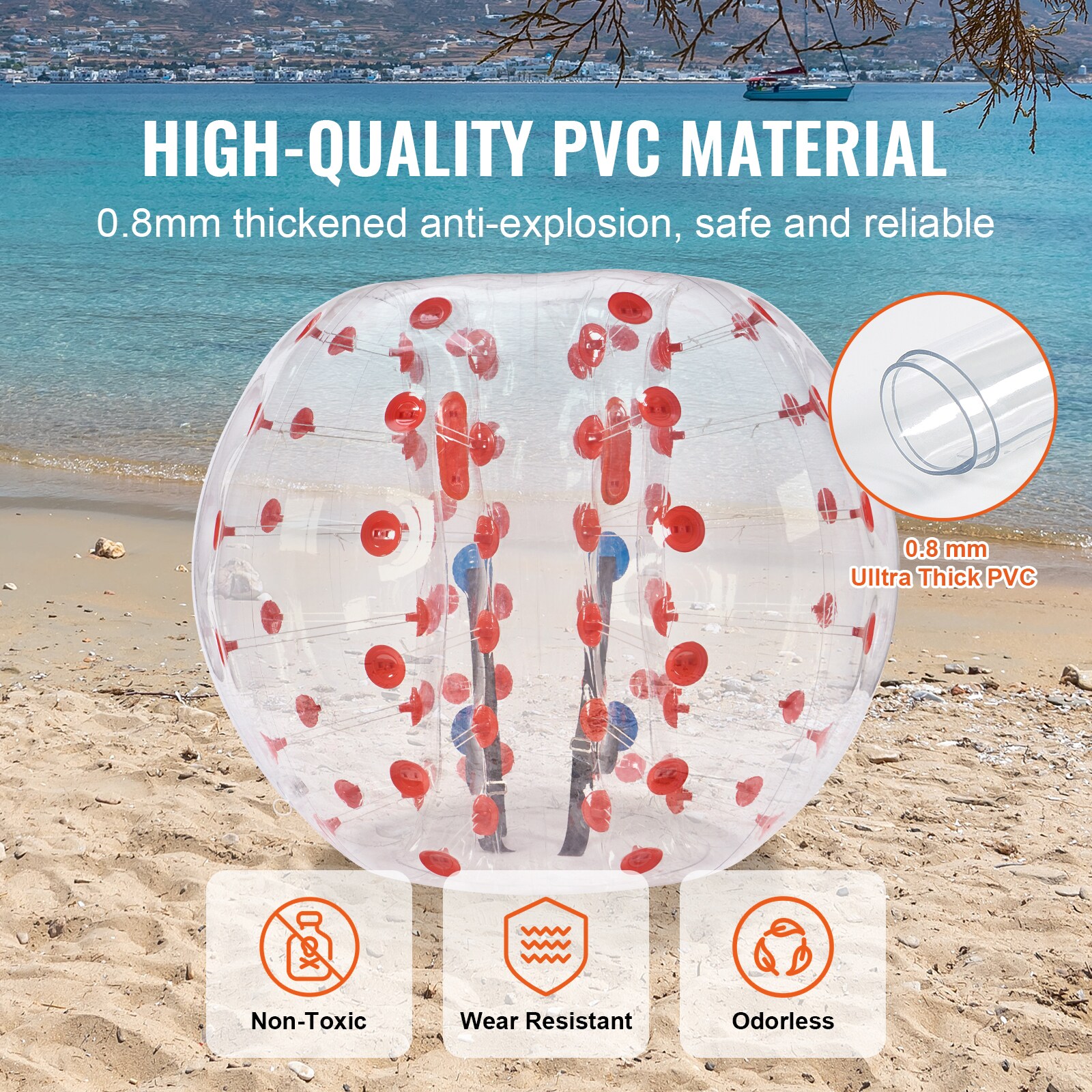 GIVIMO 5-ft Inflatable Body Bumper Ball 1-Pack in 0.8-mm Thick PVC with ...