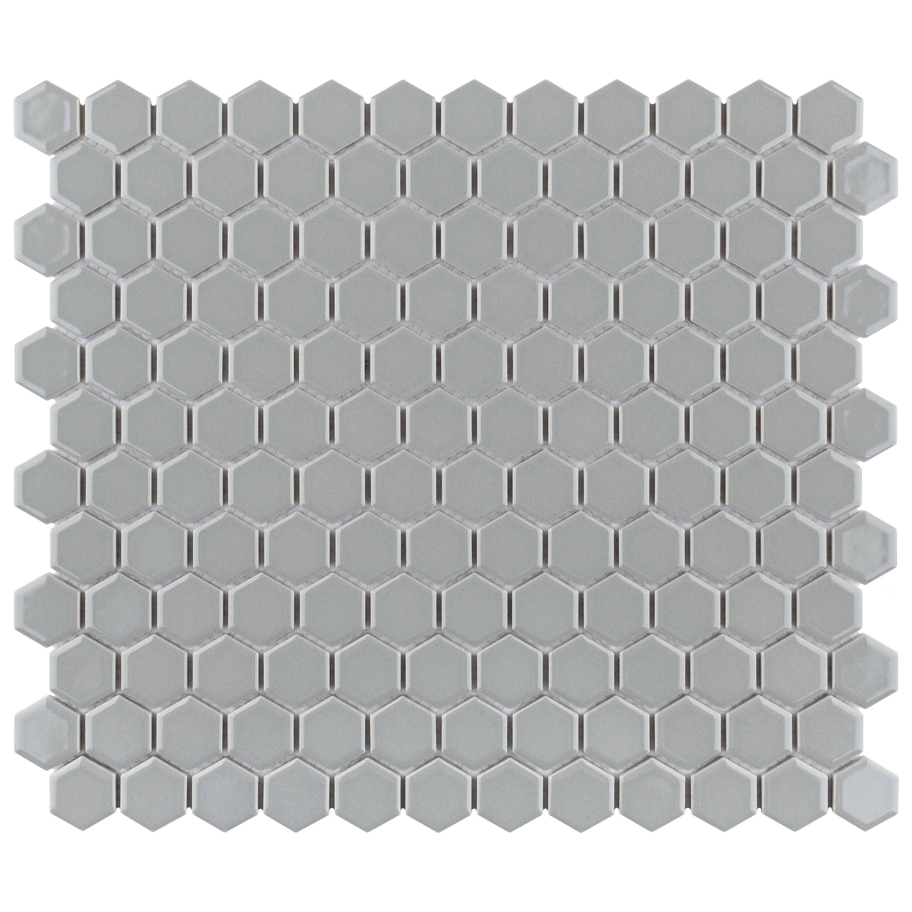 Affinity Tile S1FWRM1HGL Sample- Metro 1 in. Hex Glossy Light Grey 6-in x 6-in Glossy Porcelain Patterned Hexagon Floor and Wall Tile