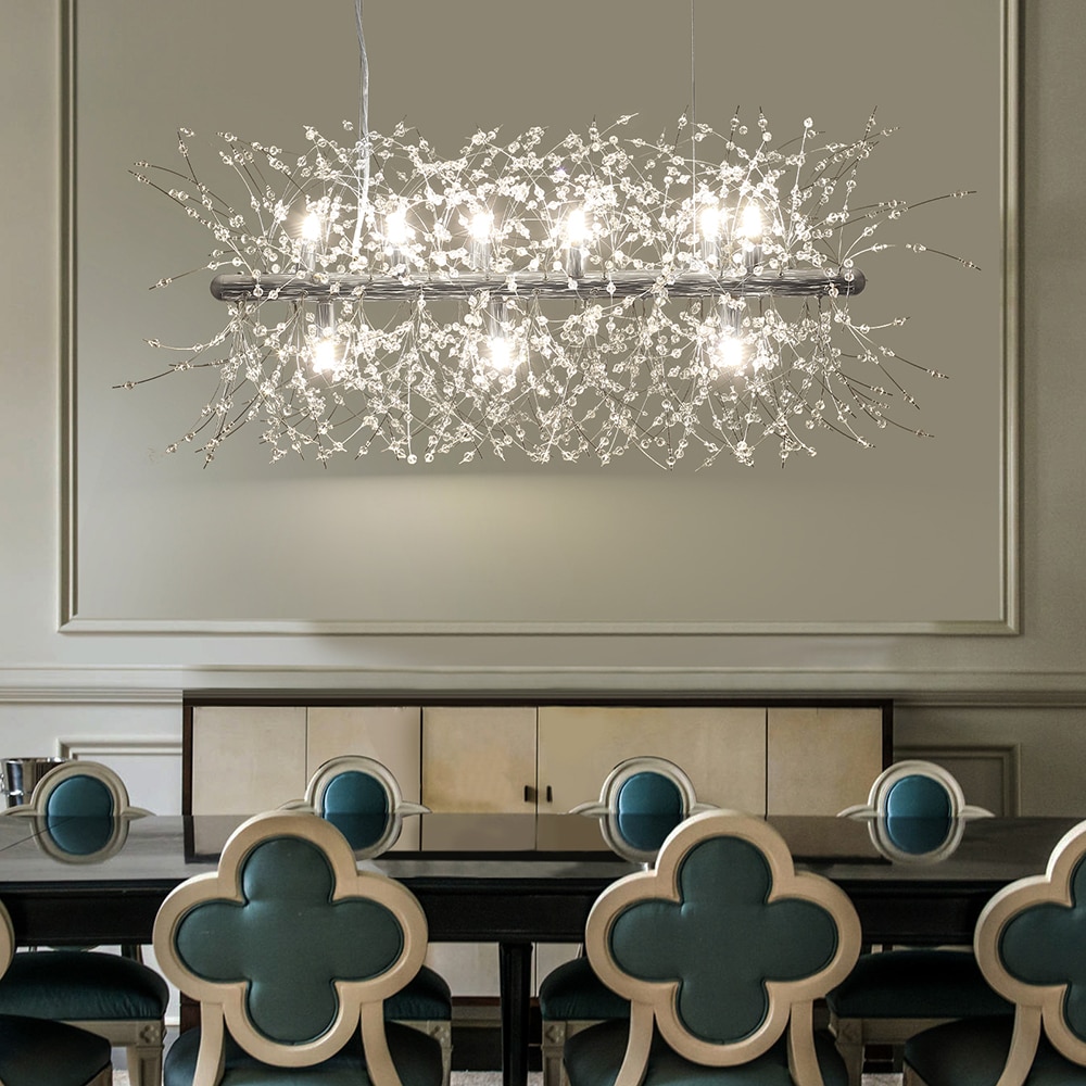 EDISLIVE Y81010000002178 9 -Light Brushed Chrome Modern/contemporary Crystal For Use in Bedrooms, Dining Rooms, Foyers, Kitchens, Living Rooms Chandelier