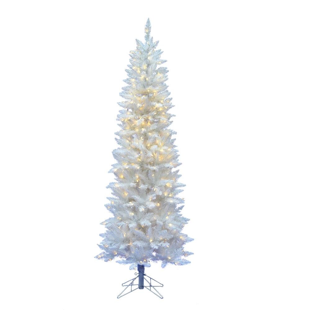 Vickerman A104081LED 9-Feet Pre-lit Slim White Artificial Christmas Tree with White LED Lights