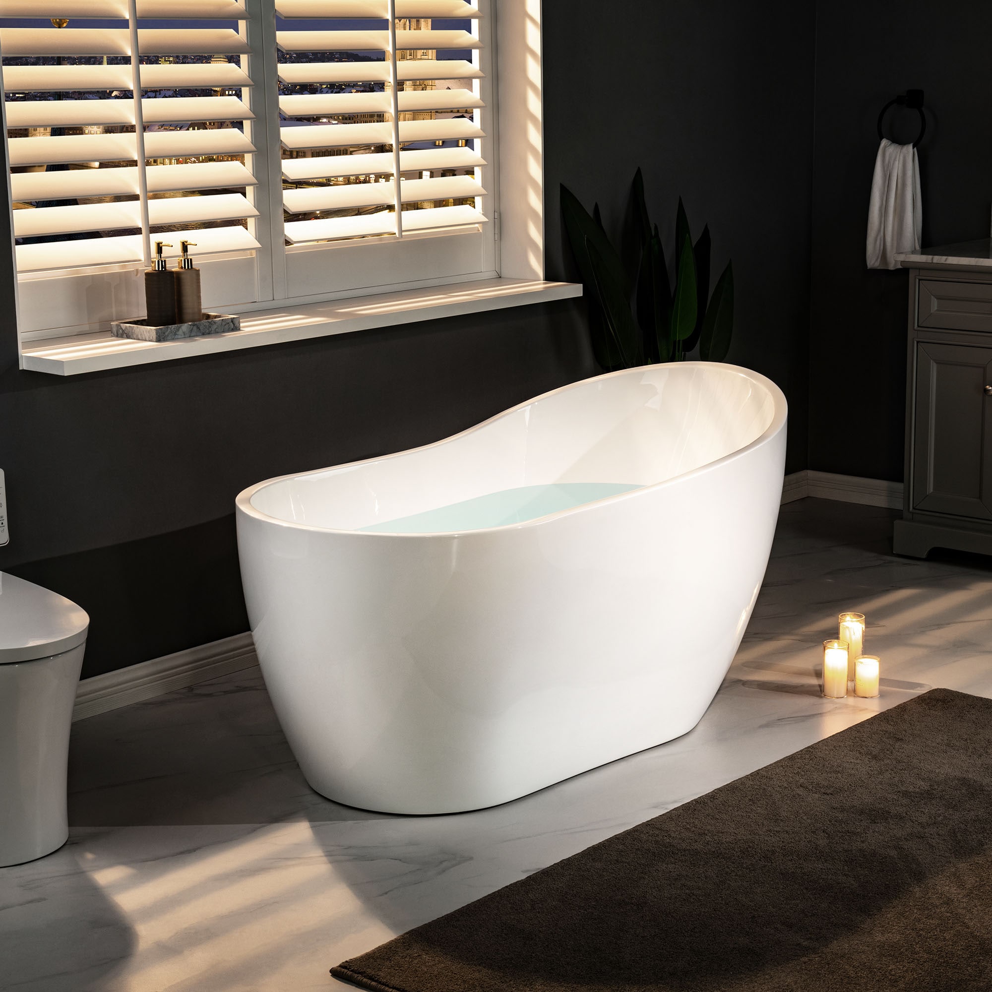 Grayson Acrylic Double-Slipper Freestanding Tub With Insulation