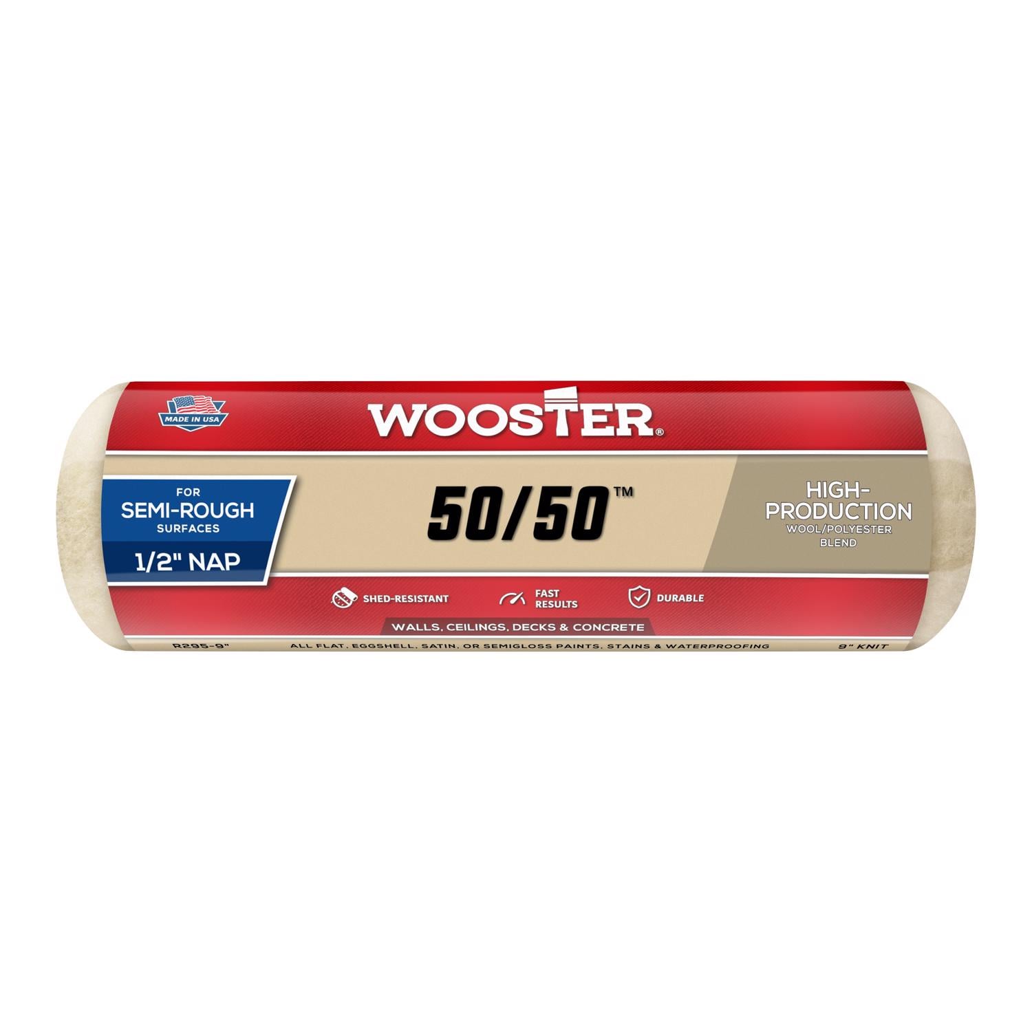 Wooster -  50/50 Lambswool Polyester 9 in. W X 1/2 in. Paint Roller Cover 1 pk