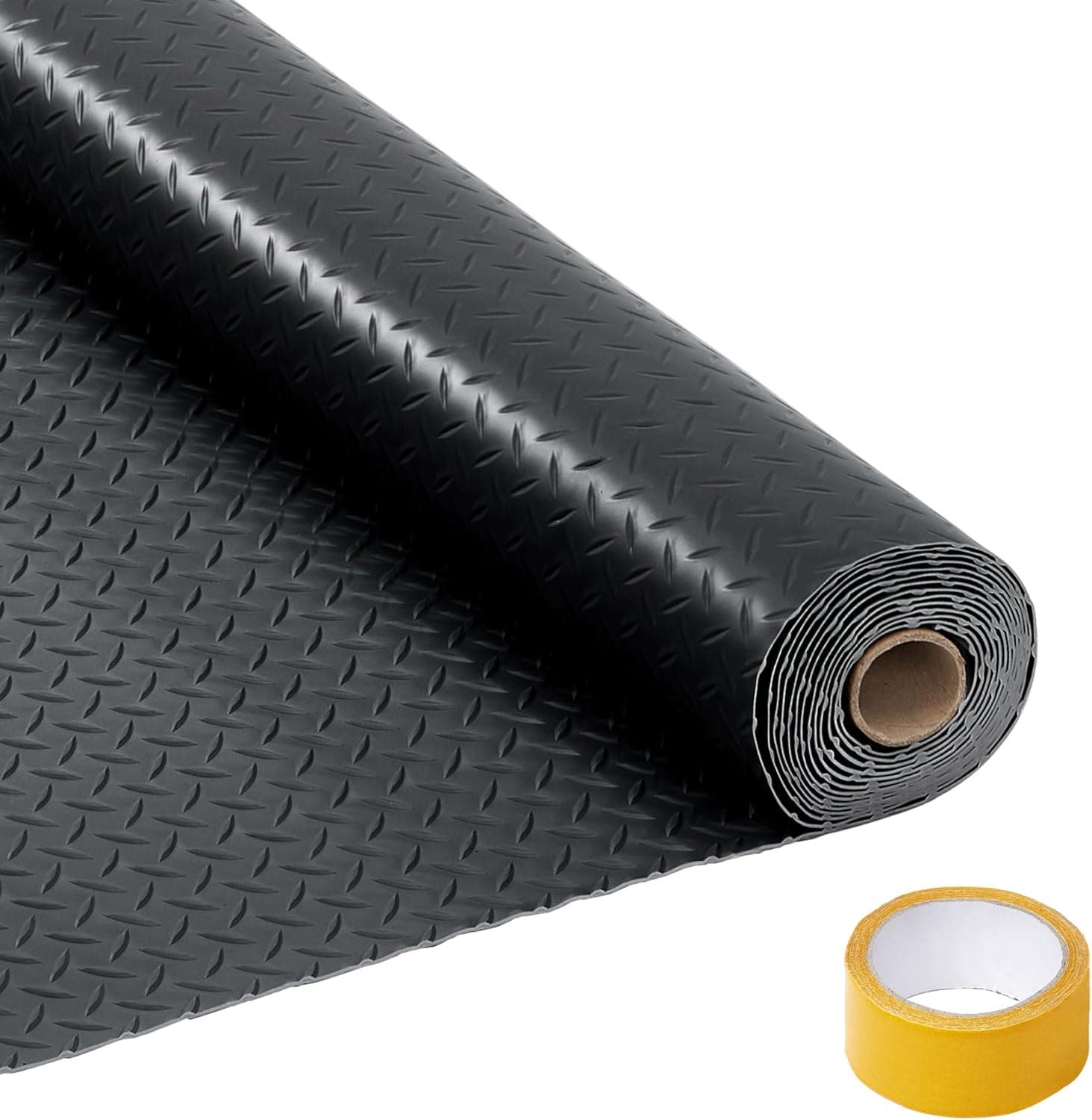 GarveeLife 3mm Thick Non Slip PVC Garage Floor Mat Roll Diamond Plate Floor Protector with 33FT Tape Parking Mat for SUVs Trucks and Sports Cars