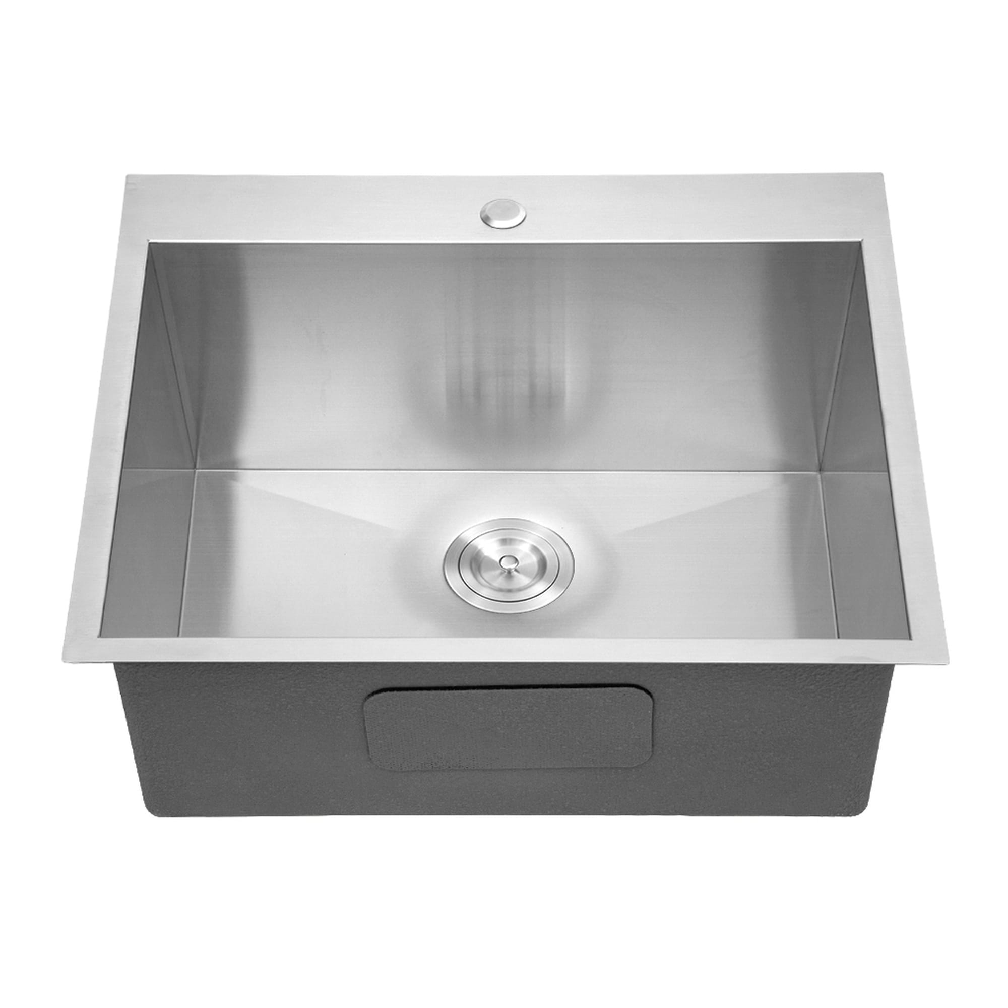 Vorene 25x22 inch topmount drop in laundry utility sink utilizes thickened 16 gauge stainless steel material with 12 inch deep single bowl structure designed for high capacity laundry room cleaning and household utility work