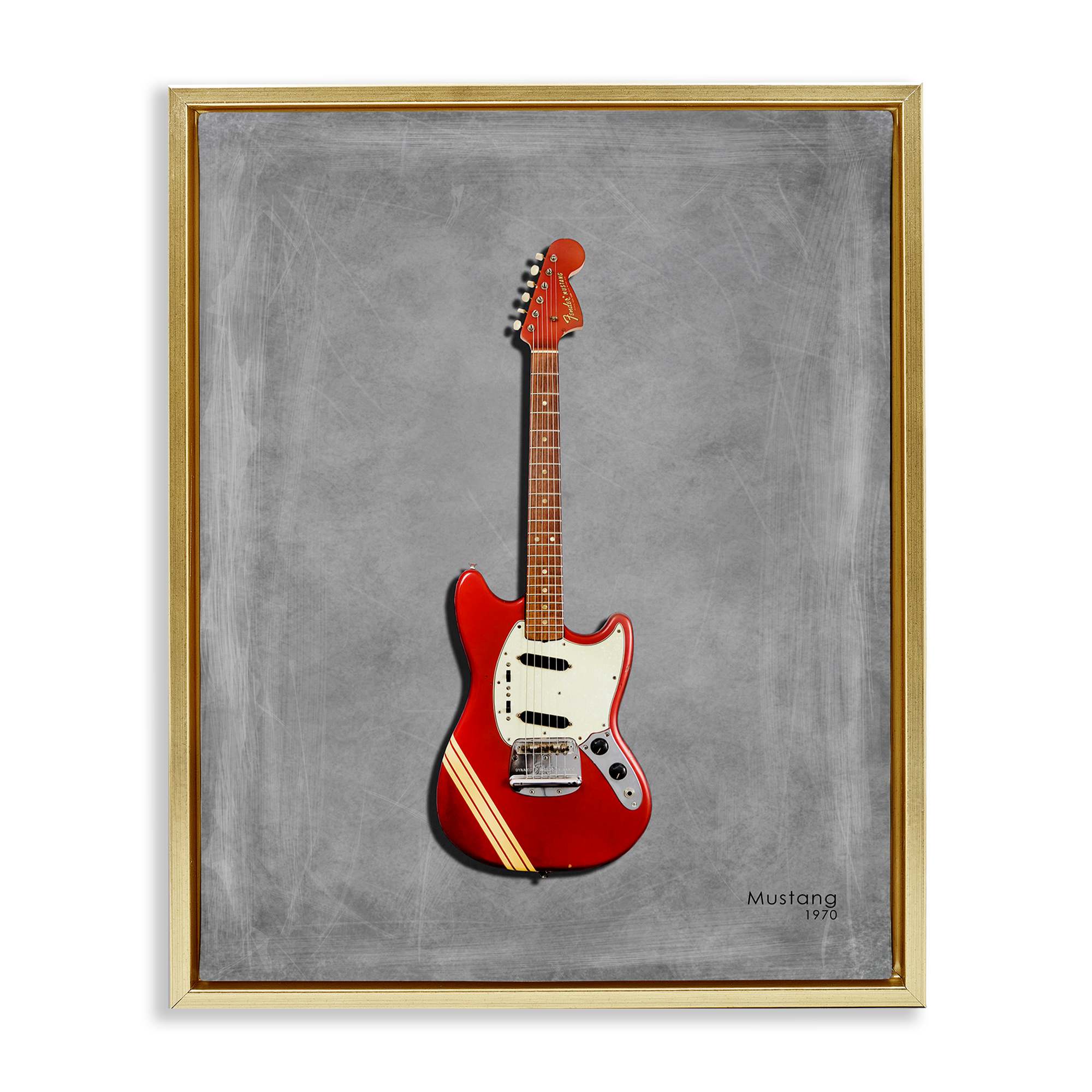 Stupell Industries BS-532-FFG-16X20 Red Guitar on Grey Gold Framed Floater Canvas Wall Art By Mark Rogan 17 x 21