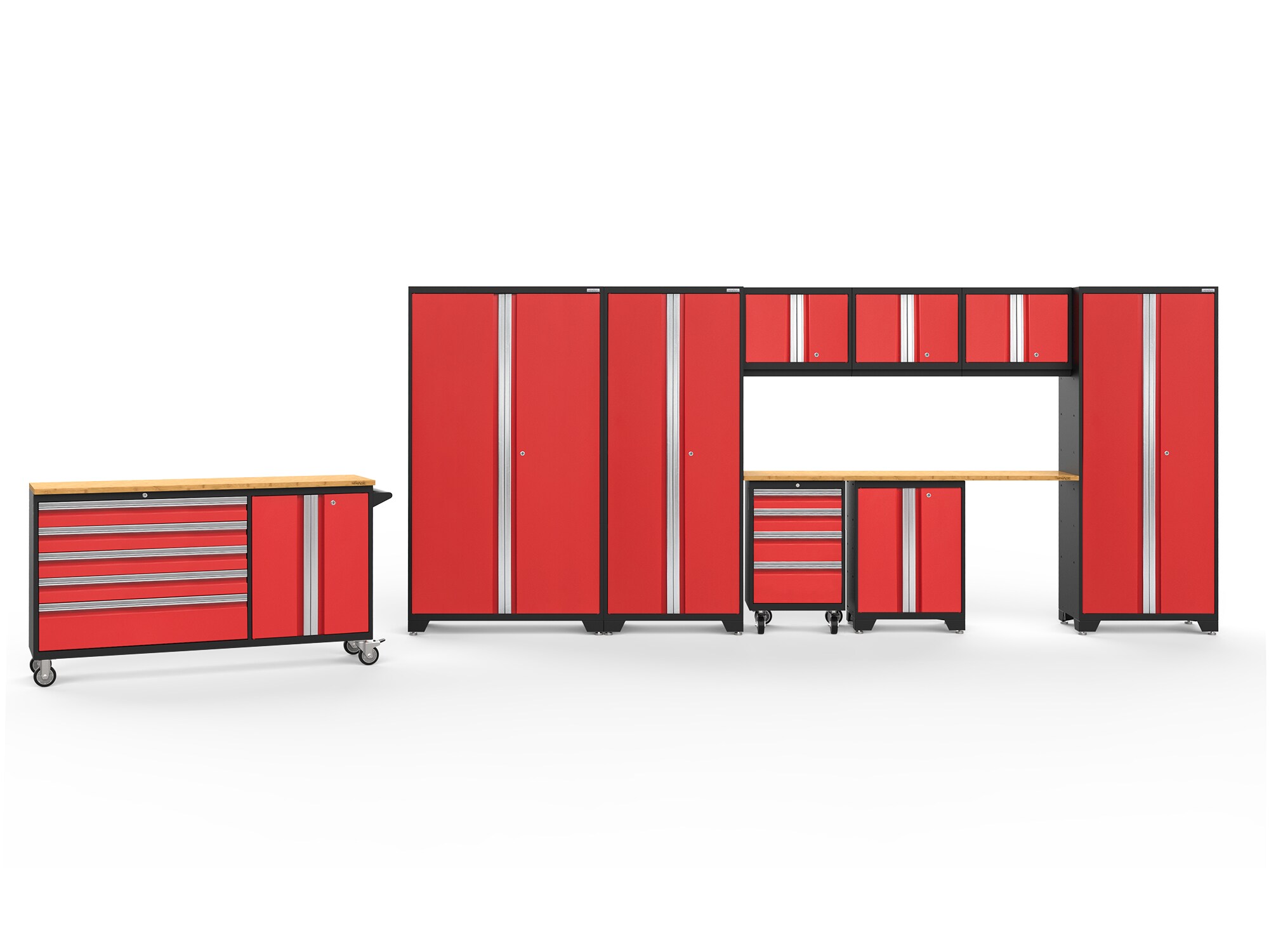 NewAge Products 56461 236.0-in W x 76.75-in H x 18.0-in D 9 -Cabinets Steel Deep Red Garage Storage System
