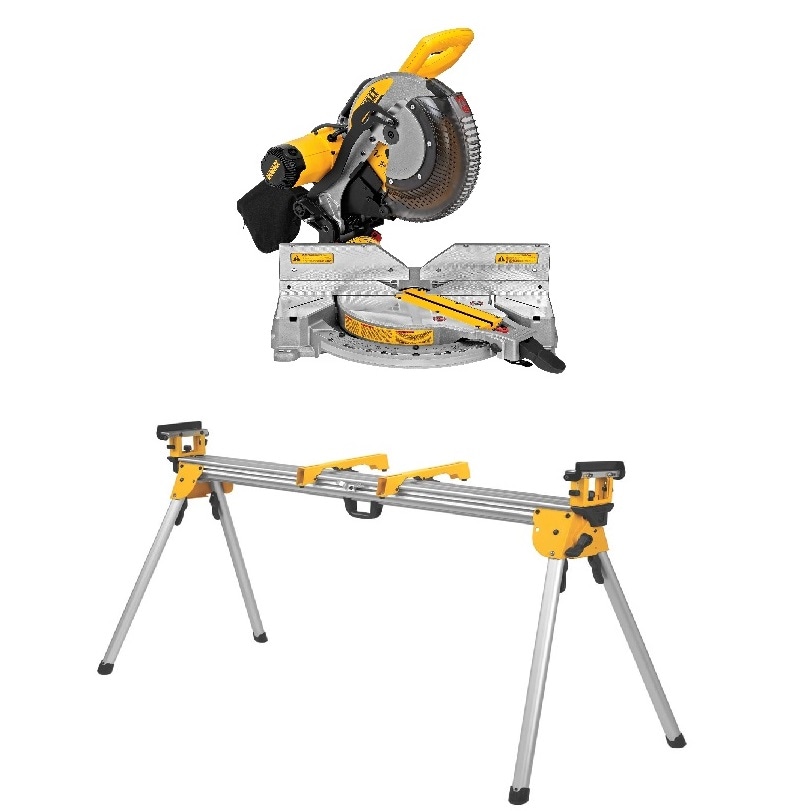 DEWALT 12-in 15-Amp Dual Bevel Compound Corded Miter Saw with Aluminum Adjustable Miter Saw Stand