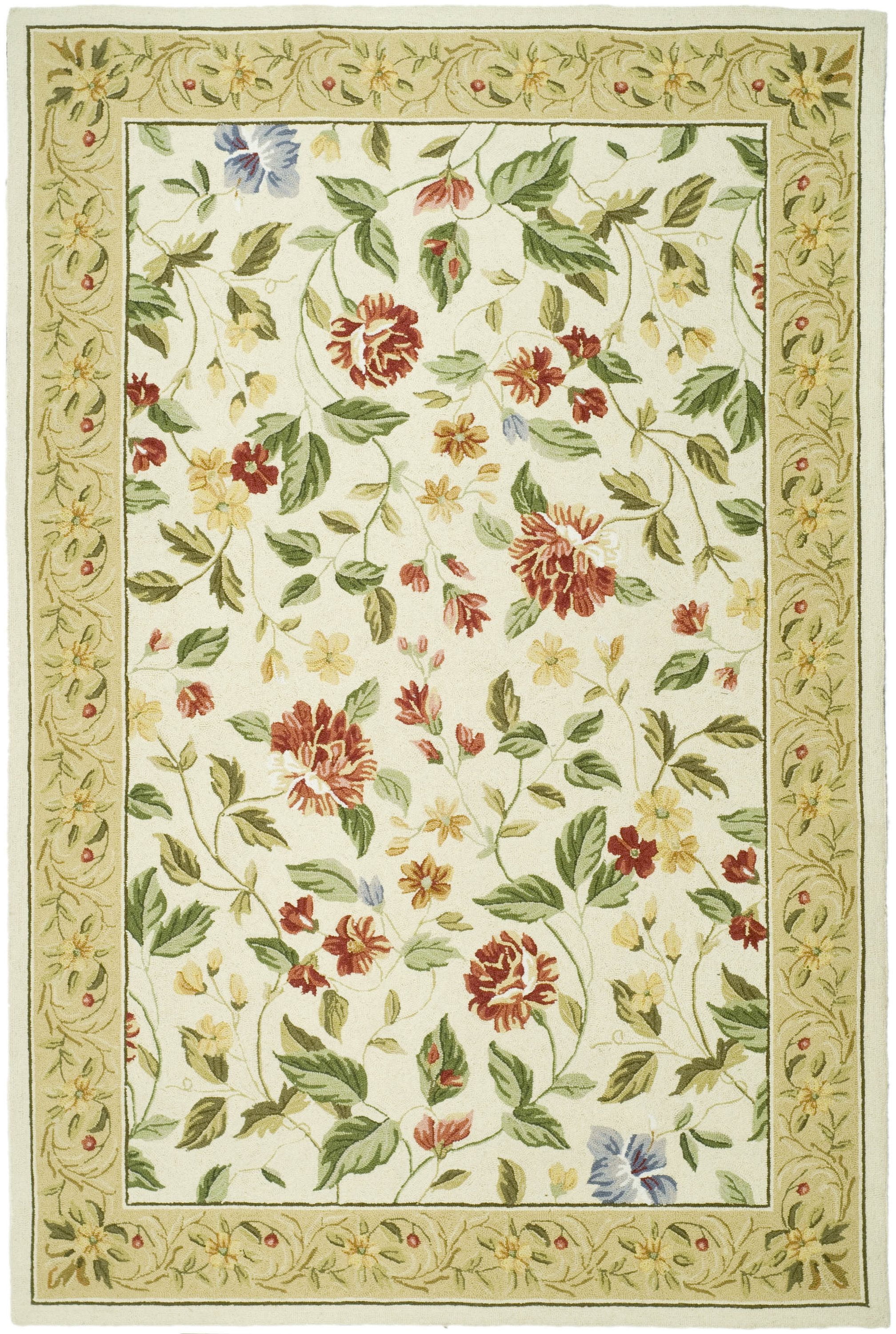 SAFAVIEH Chelsea Collection 4' Round Ivory/Beige HK117A Hand-Hooked French  Country Wool Area Rug